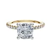 18K Two Tone 4 Prong Hidden Halo Classic Dome 1-Row-Pave 2.5mm Engagement Ring sold by Promise By Effy