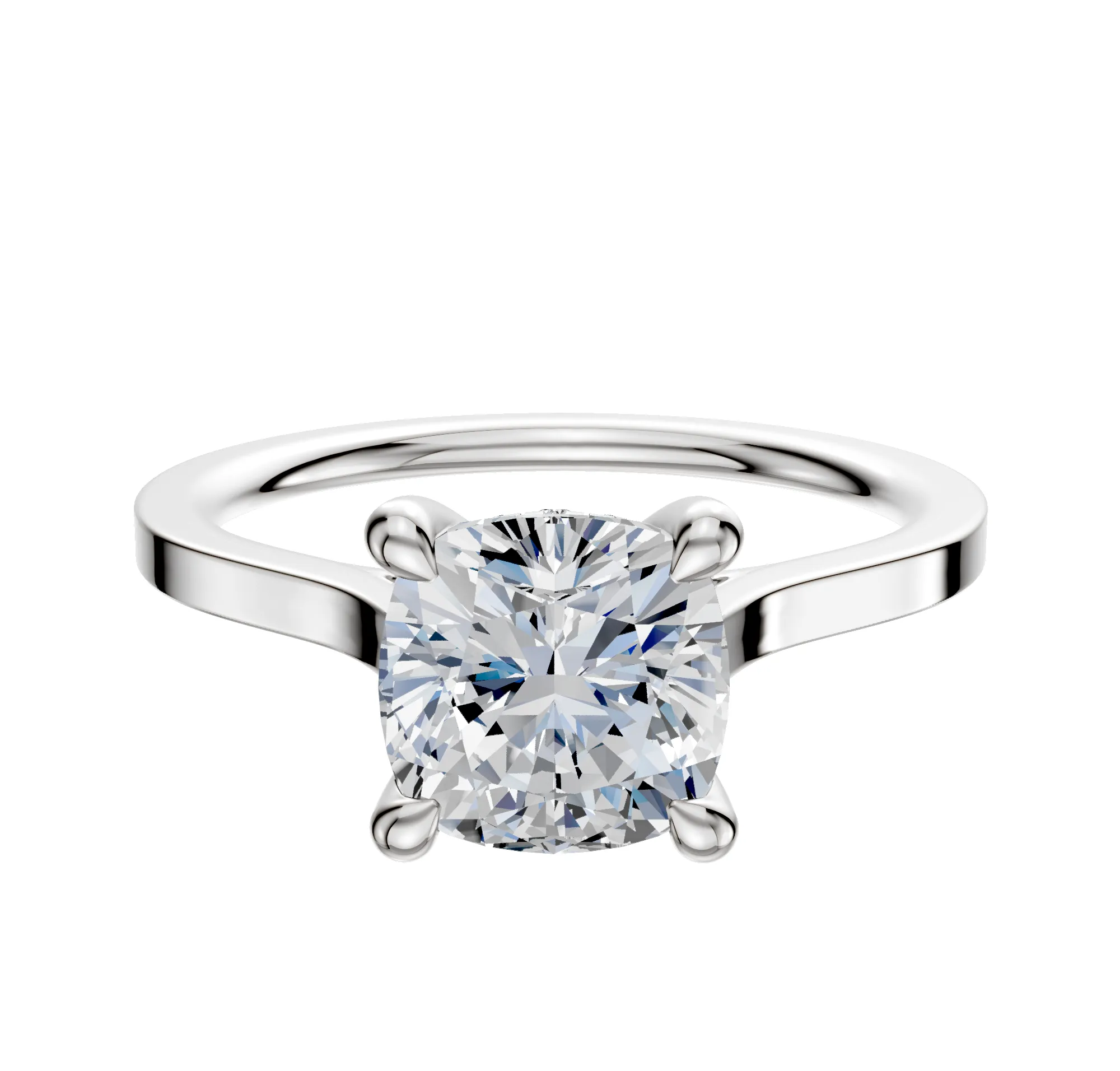 18K White Gold 4 Prong Hidden Halo Cathedral Flat 1.5mm Engagement Ring sold by Promise By Effy