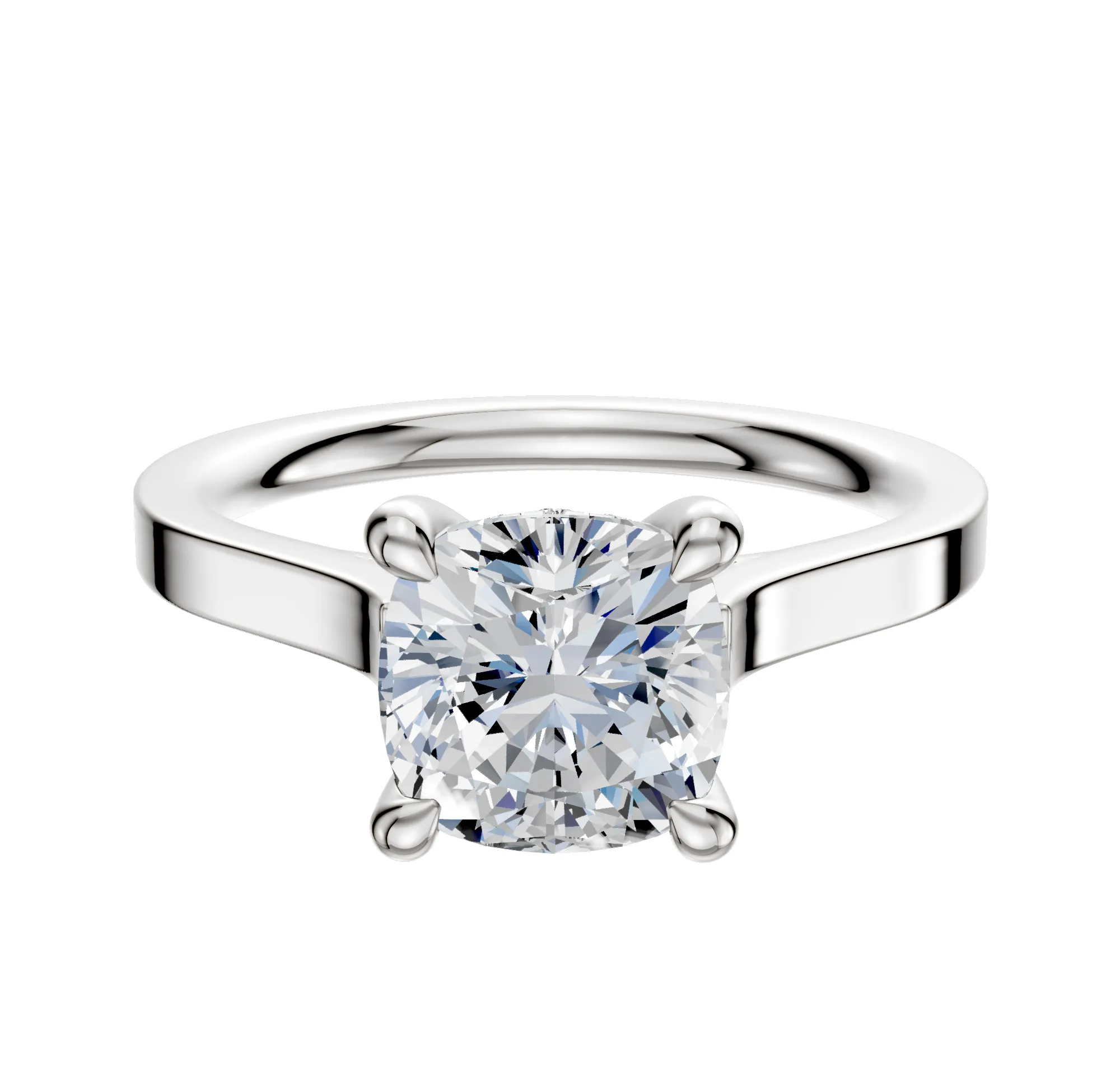 18K White Gold 4 Prong Hidden Halo Cathedral Flat 2.0mm Engagement Ring sold by Promise By Effy