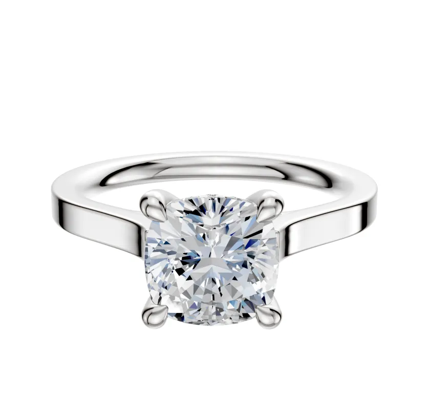 Platinum 4 Prong Hidden Halo Cathedral Flat 2.0mm Engagement Ring sold by Promise By Effy