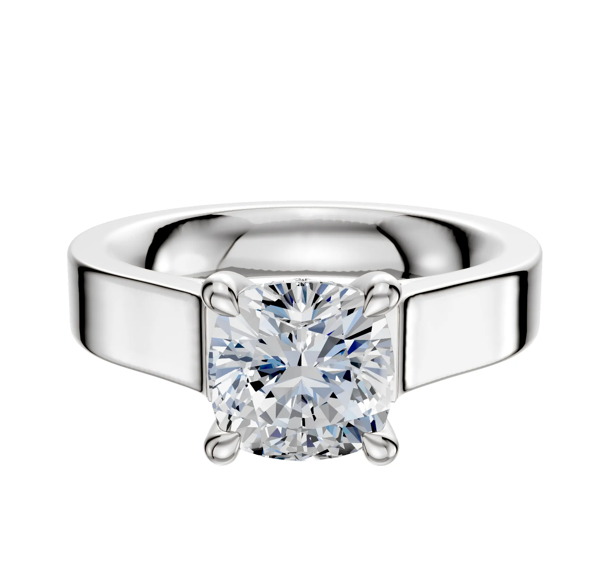 18K White Gold 4 Prong Hidden Halo Cathedral Flat 4.0mm Engagement Ring sold by Promise By Effy