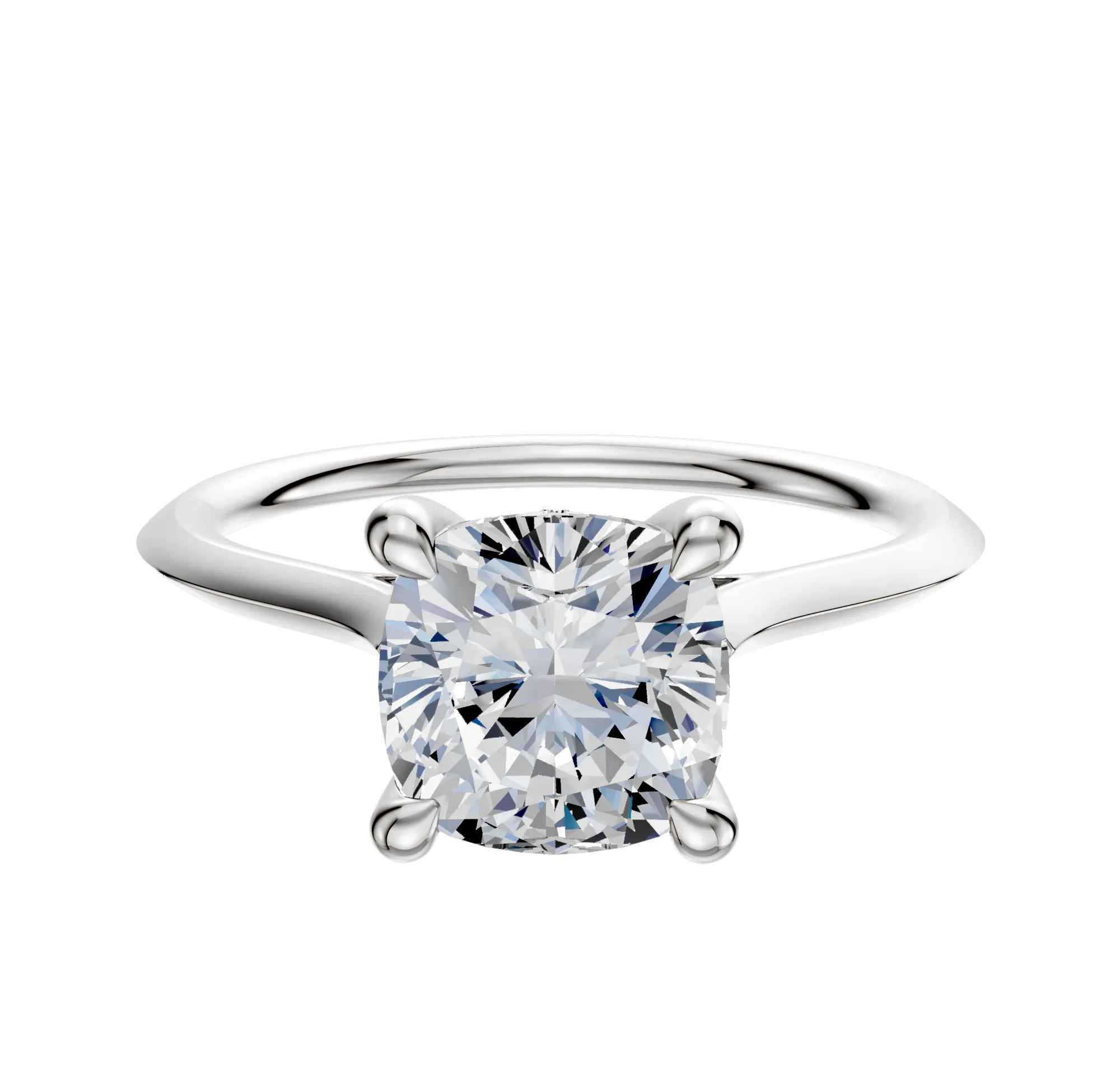 14K White Gold 4 Prong Hidden Halo Cathedral Knife Edge 1.5mm Engagement Ring sold by Promise By Effy