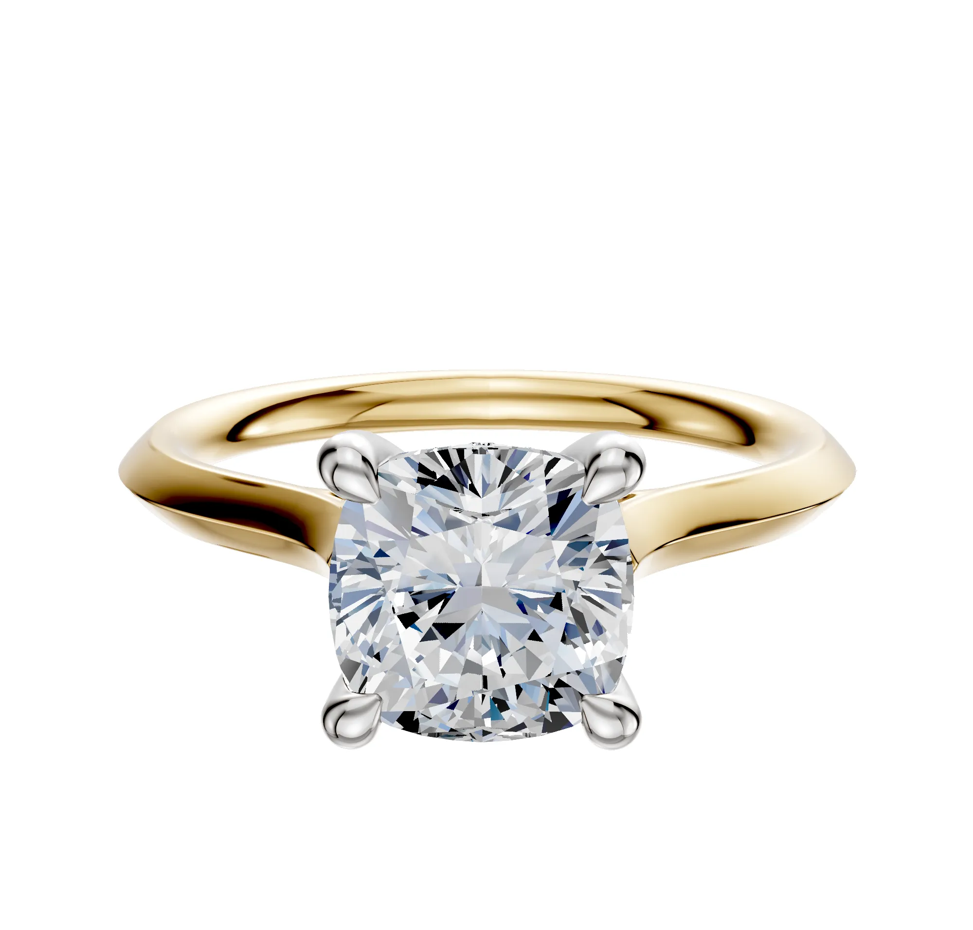 14K Two Tone 4 Prong Hidden Halo Cathedral Knife Edge 2.0mm Engagement Ring sold by Promise By Effy