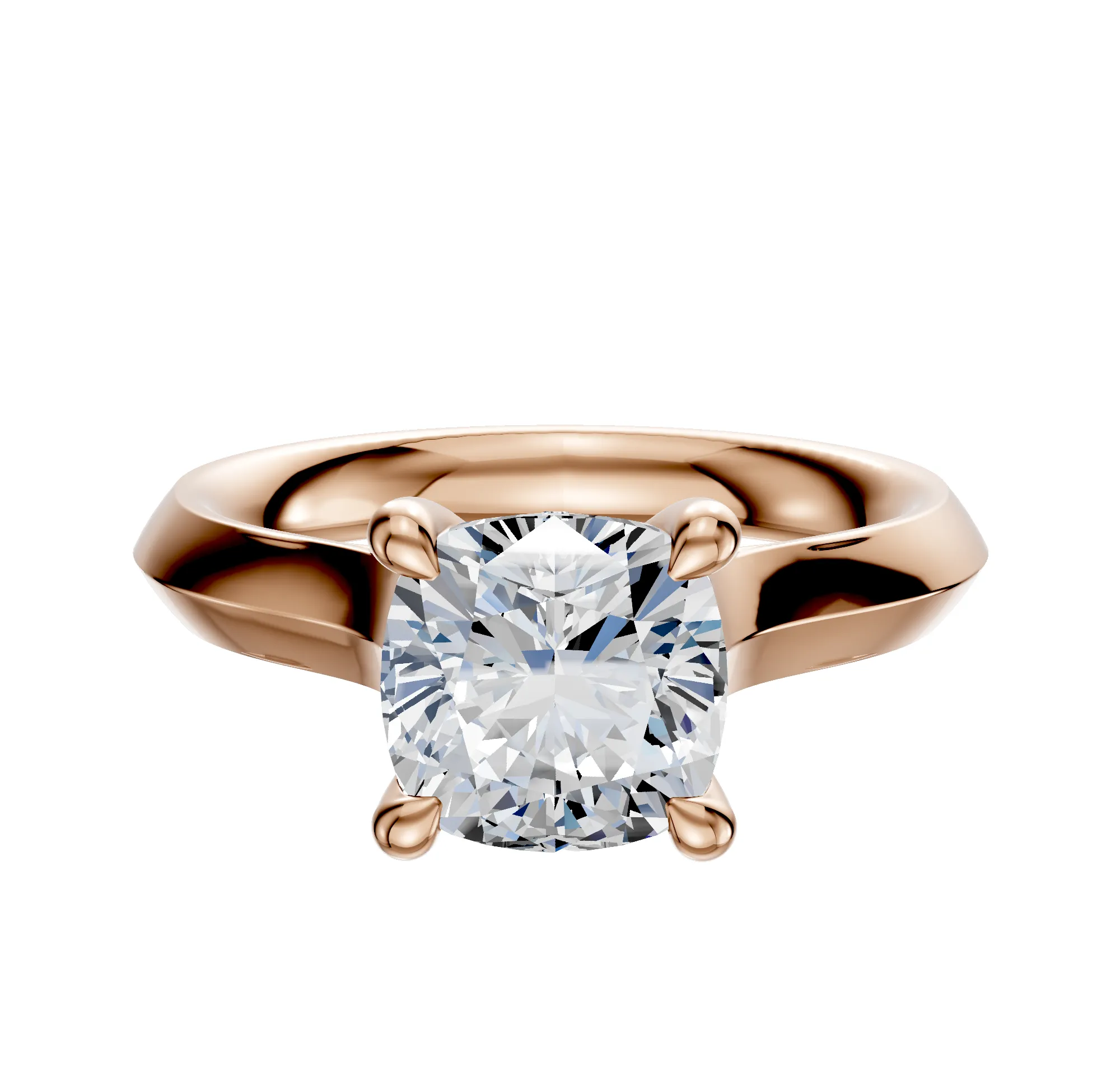 14K Rose Gold 4 Prong Hidden Halo Cathedral Knife Edge 3.0mm Engagement Ring sold by Promise By Effy