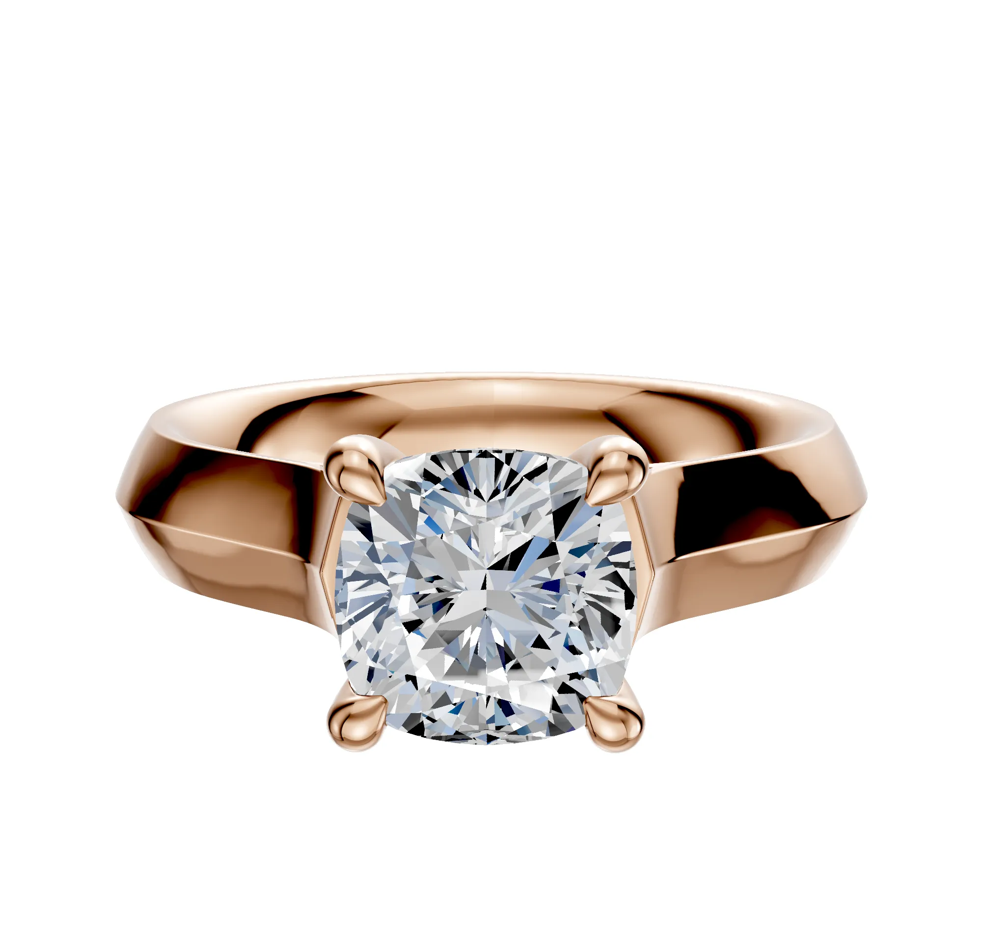 14K Rose Gold 4 Prong Hidden Halo Cathedral Knife Edge 4.0mm Engagement Ring sold by Promise By Effy