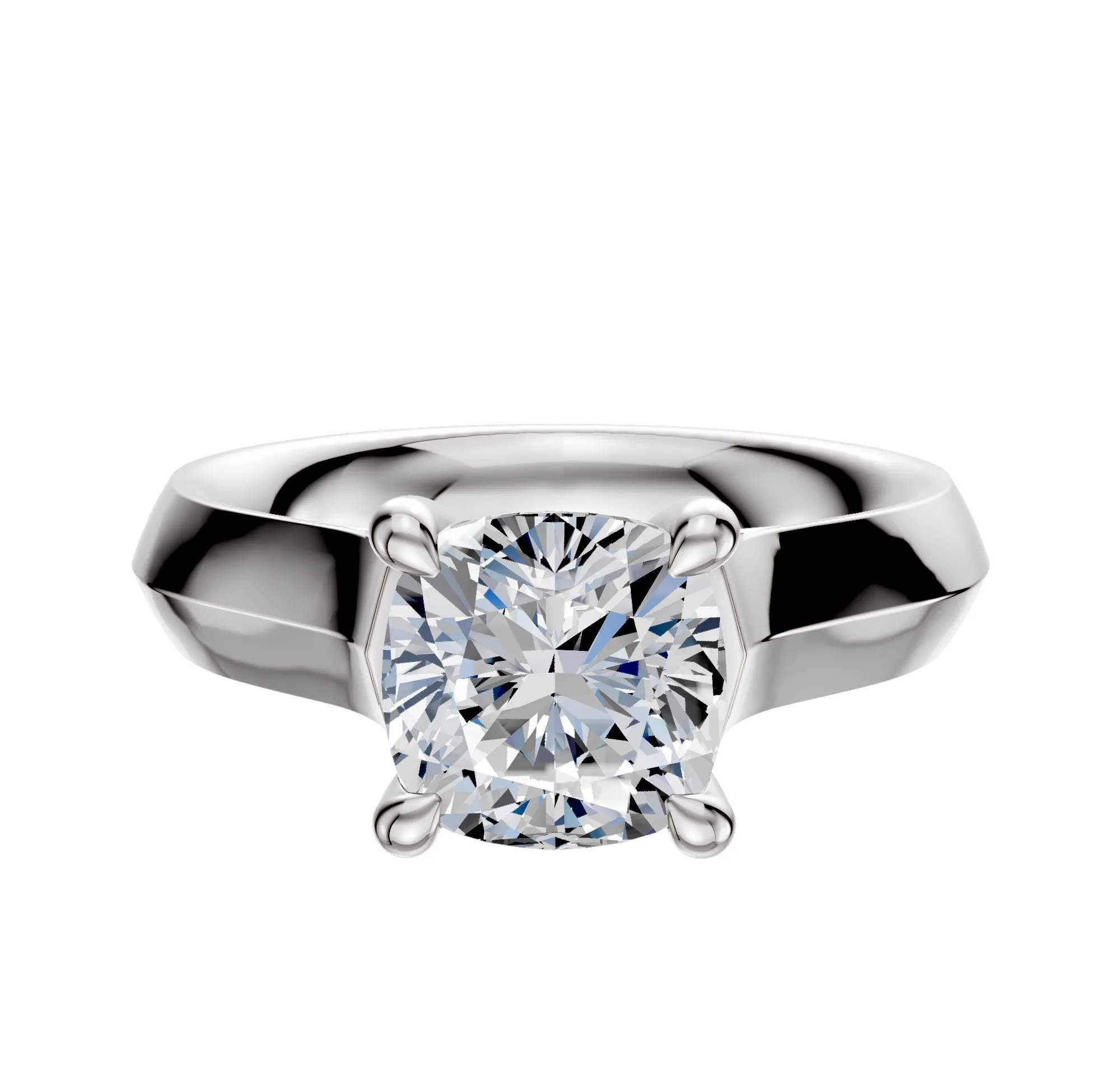 18K White Gold 4 Prong Hidden Halo Cathedral Knife Edge 4.0mm Engagement Ring sold by Promise By Effy