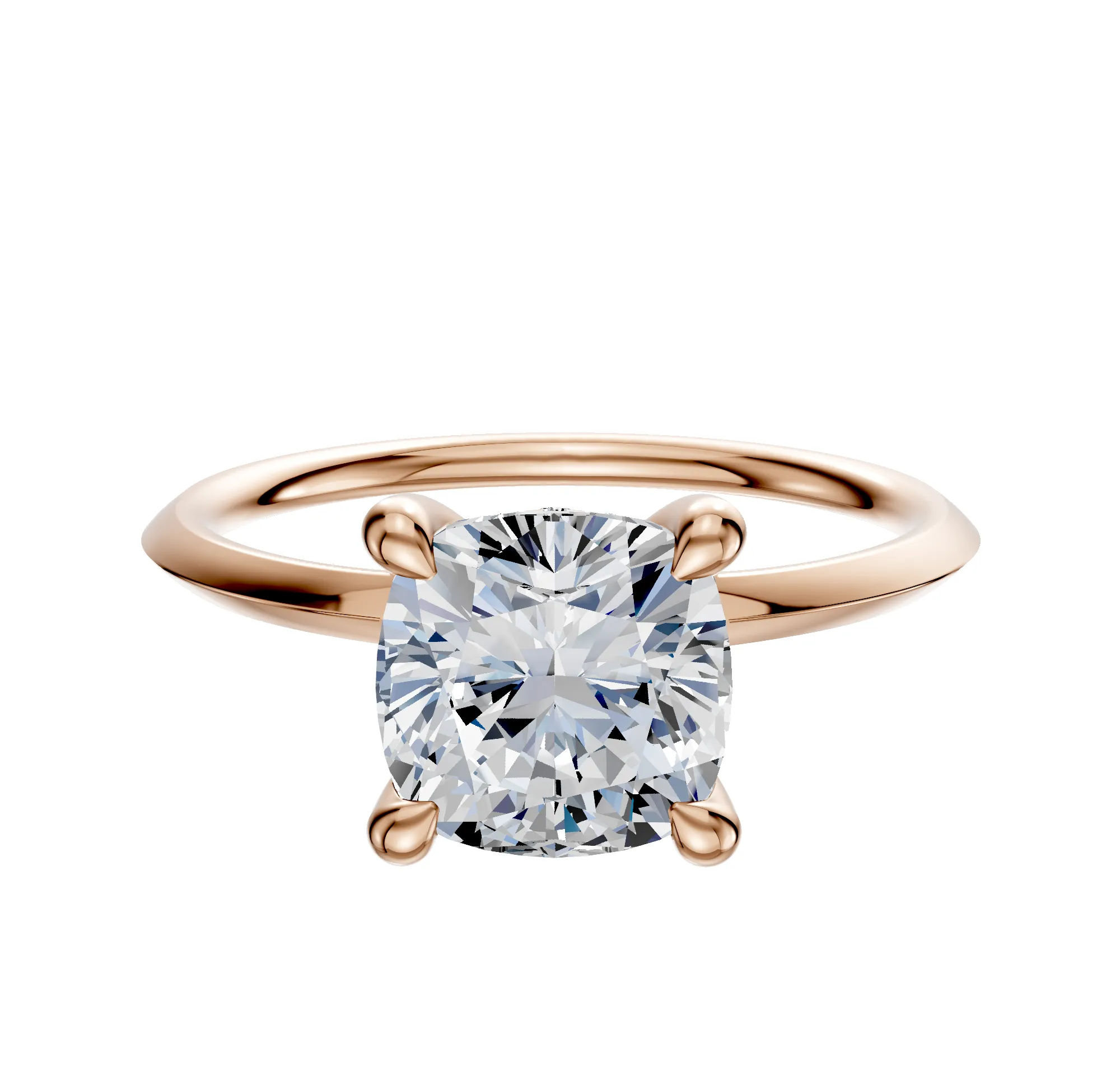 18K Rose Gold 4 Prong Hidden Halo Classic Knife Edge 1.5mm Engagement Ring sold by Promise By Effy