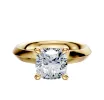 14K Yellow Gold 4 Prong Hidden Halo Classic Knife Edge 3.0mm Engagement Ring sold by Promise By Effy