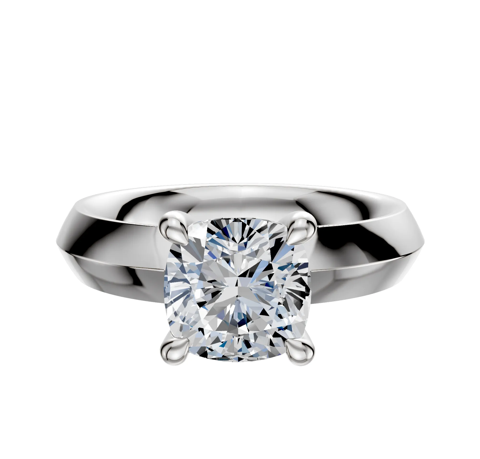 Platinum 4 Prong Hidden Halo Classic Knife Edge 4.0mm Engagement Ring sold by Promise By Effy