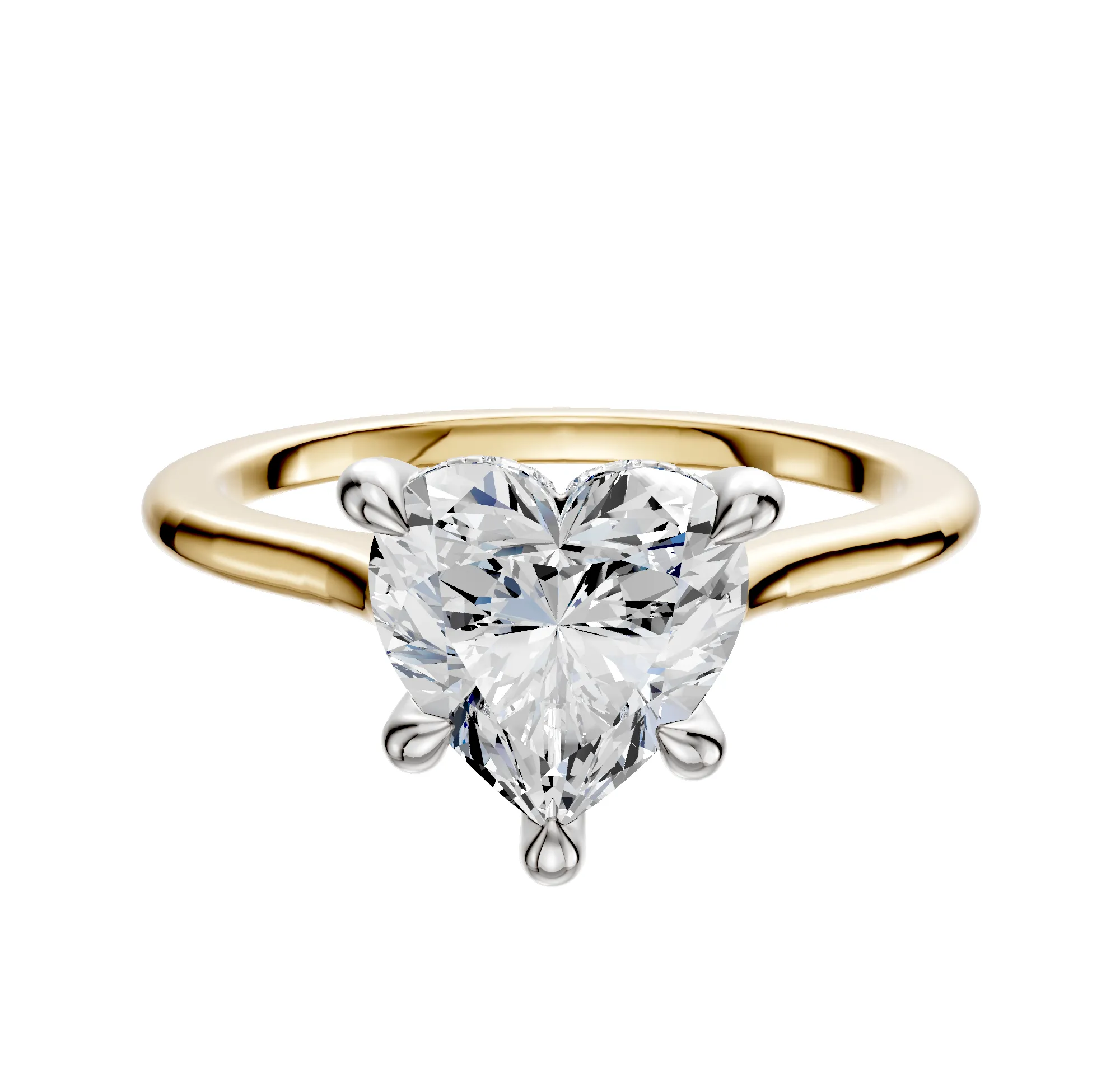 14K Two Tone 4 Prong Hidden Halo Cathedral Dome 1.5mm Engagement Ring sold by Promise By Effy