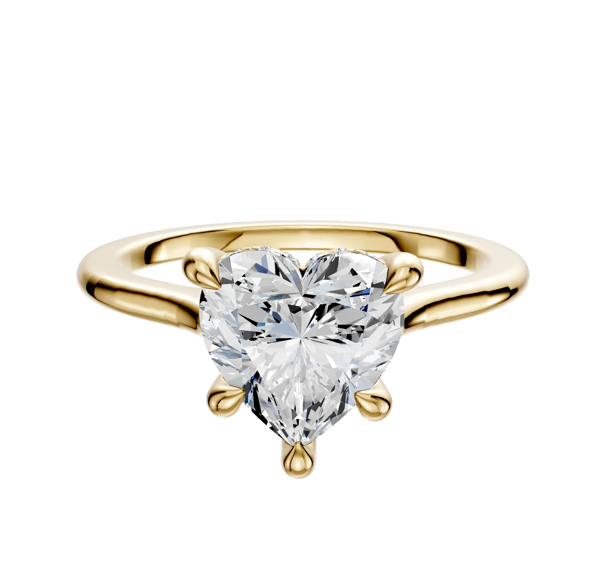 18K Yellow Gold 4 Prong Hidden Halo Cathedral Dome 1.5mm Engagement Ring sold by Promise By Effy