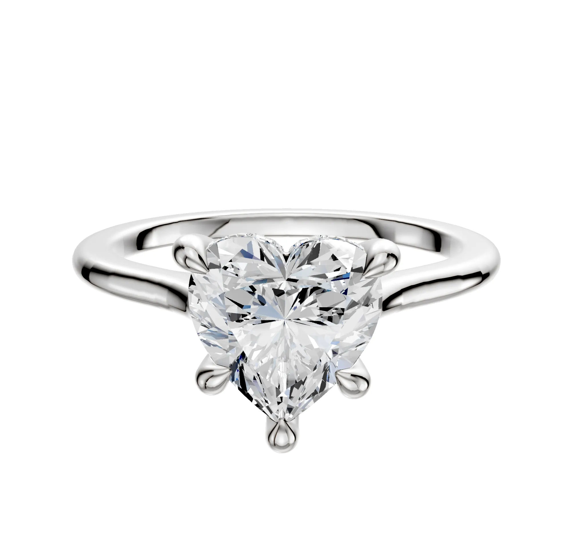18K White Gold 4 Prong Hidden Halo Cathedral Dome 1.5mm Engagement Ring sold by Promise By Effy