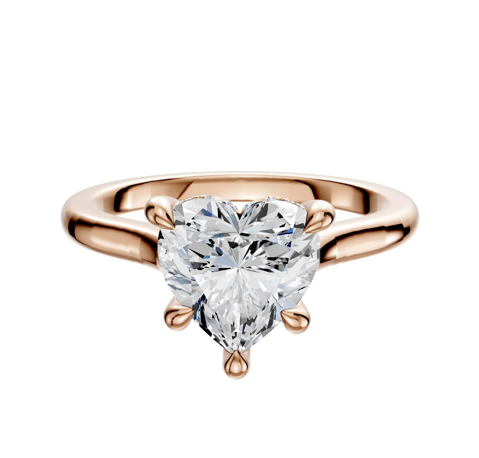 14K Rose Gold 4 Prong Hidden Halo Cathedral Dome 2.0mm Engagement Ring sold by Promise By Effy