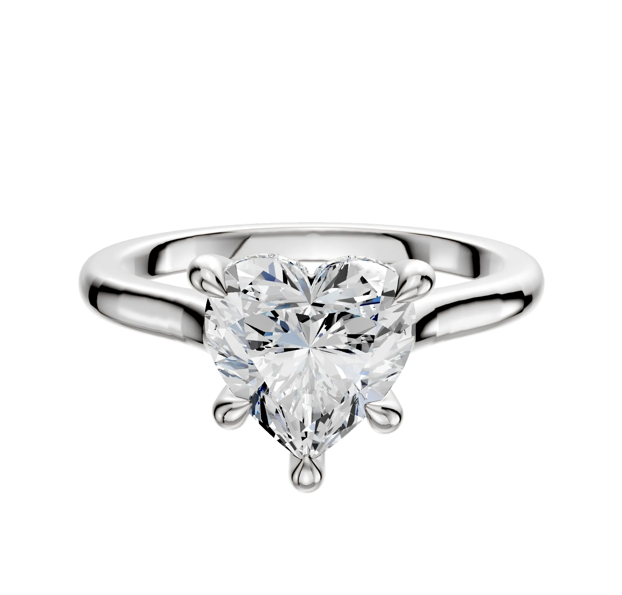 18K White Gold 4 Prong Hidden Halo Cathedral Dome 2.0mm Engagement Ring sold by Promise By Effy