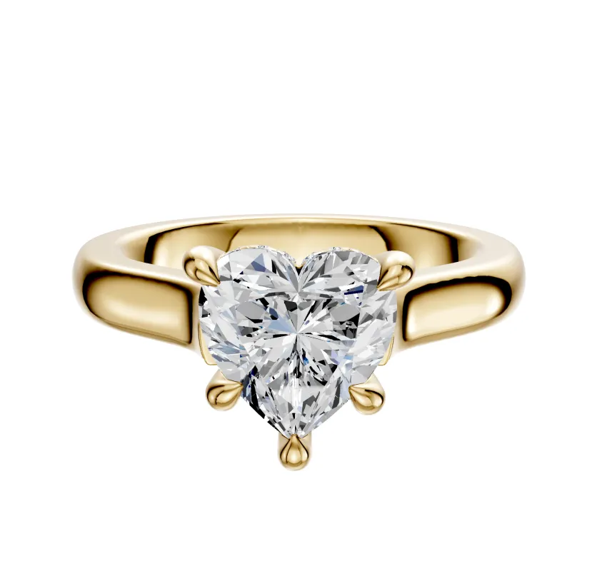 14K Yellow Gold 4 Prong Hidden Halo Cathedral Dome 3.0mm Engagement Ring sold by Promise By Effy