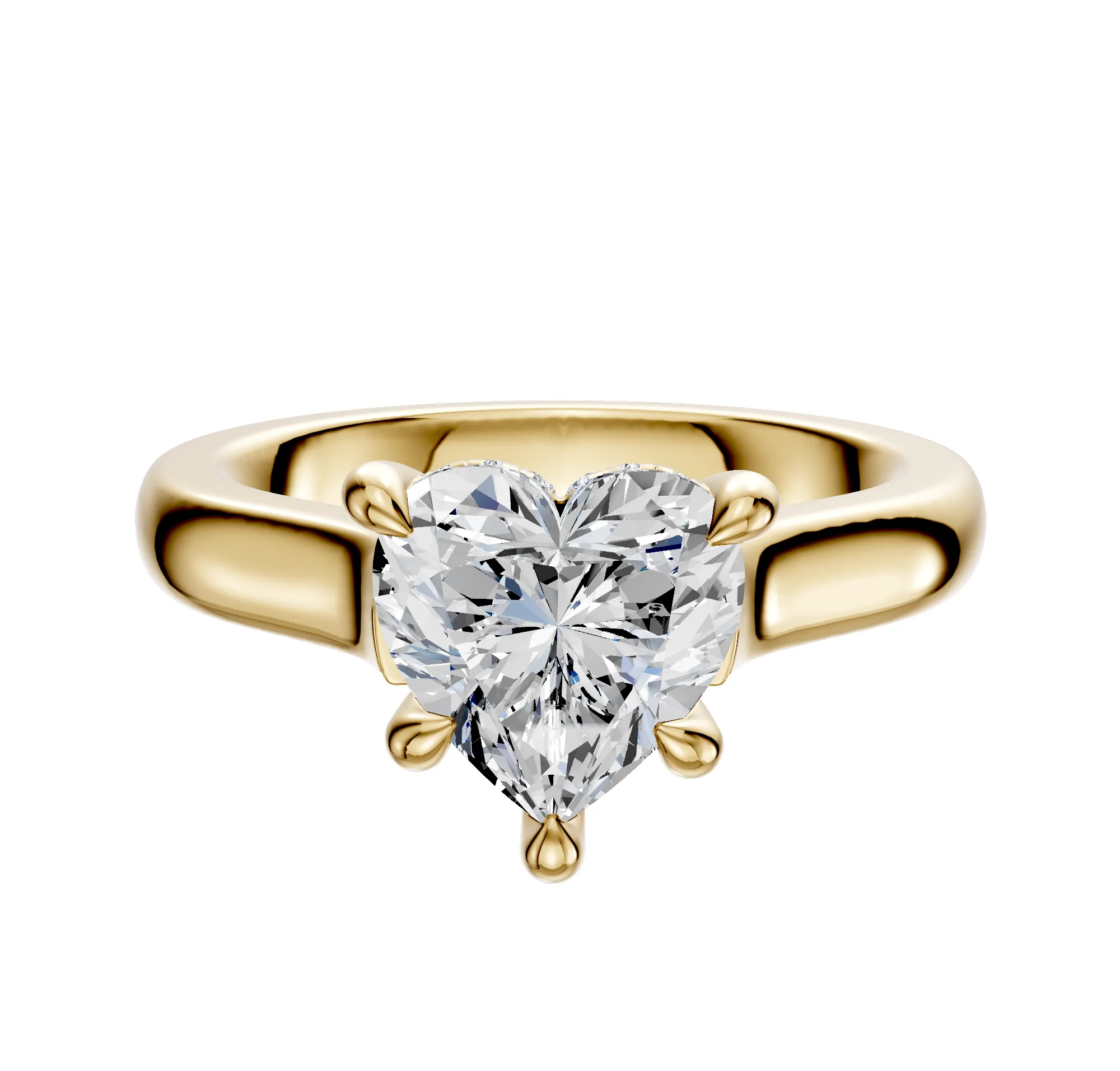 14K Yellow Gold 4 Prong Hidden Halo Cathedral Dome 3.0mm Engagement Ring sold by Promise By Effy