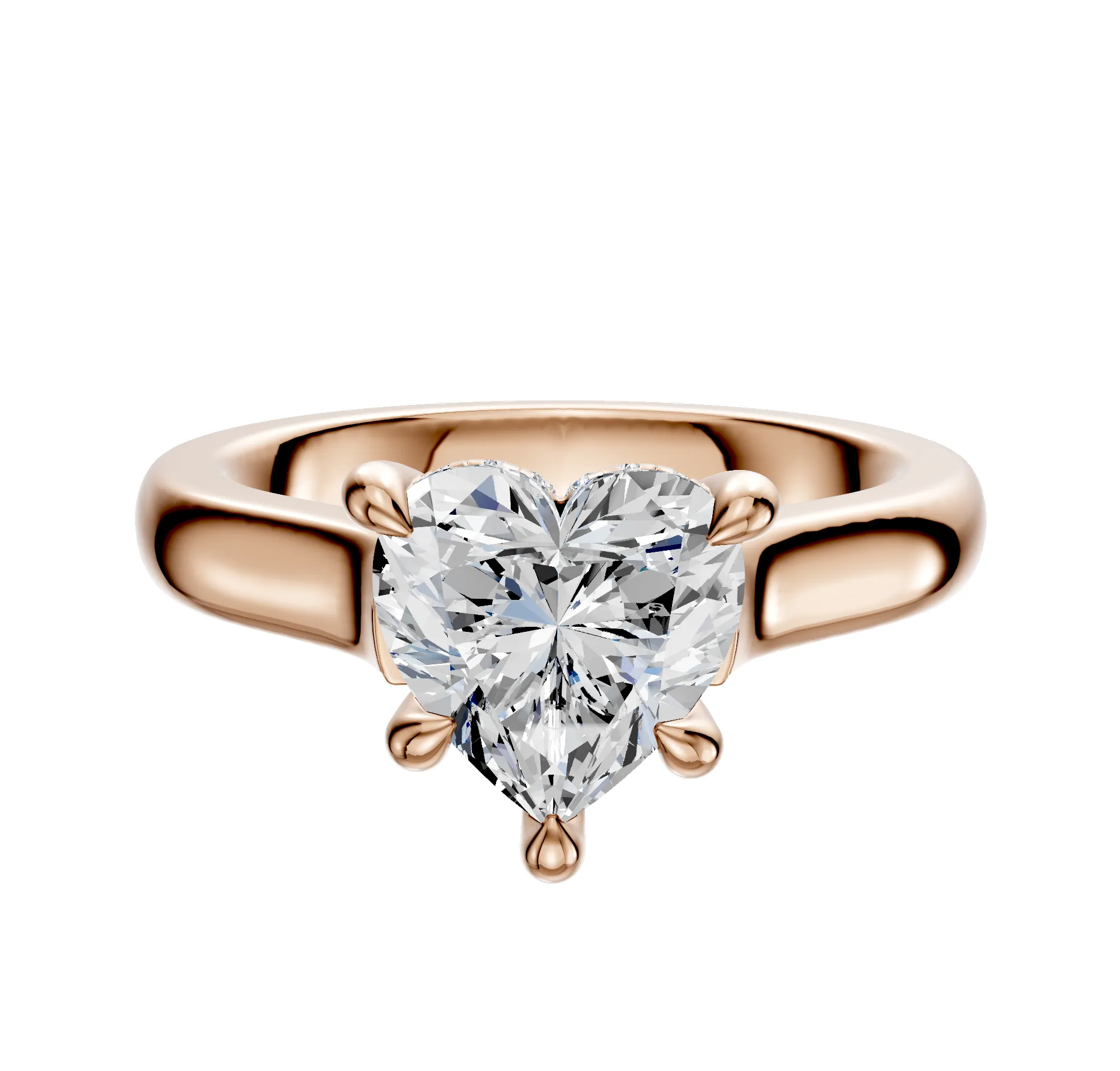 14K Rose Gold 4 Prong Hidden Halo Cathedral Dome 3.0mm Engagement Ring sold by Promise By Effy