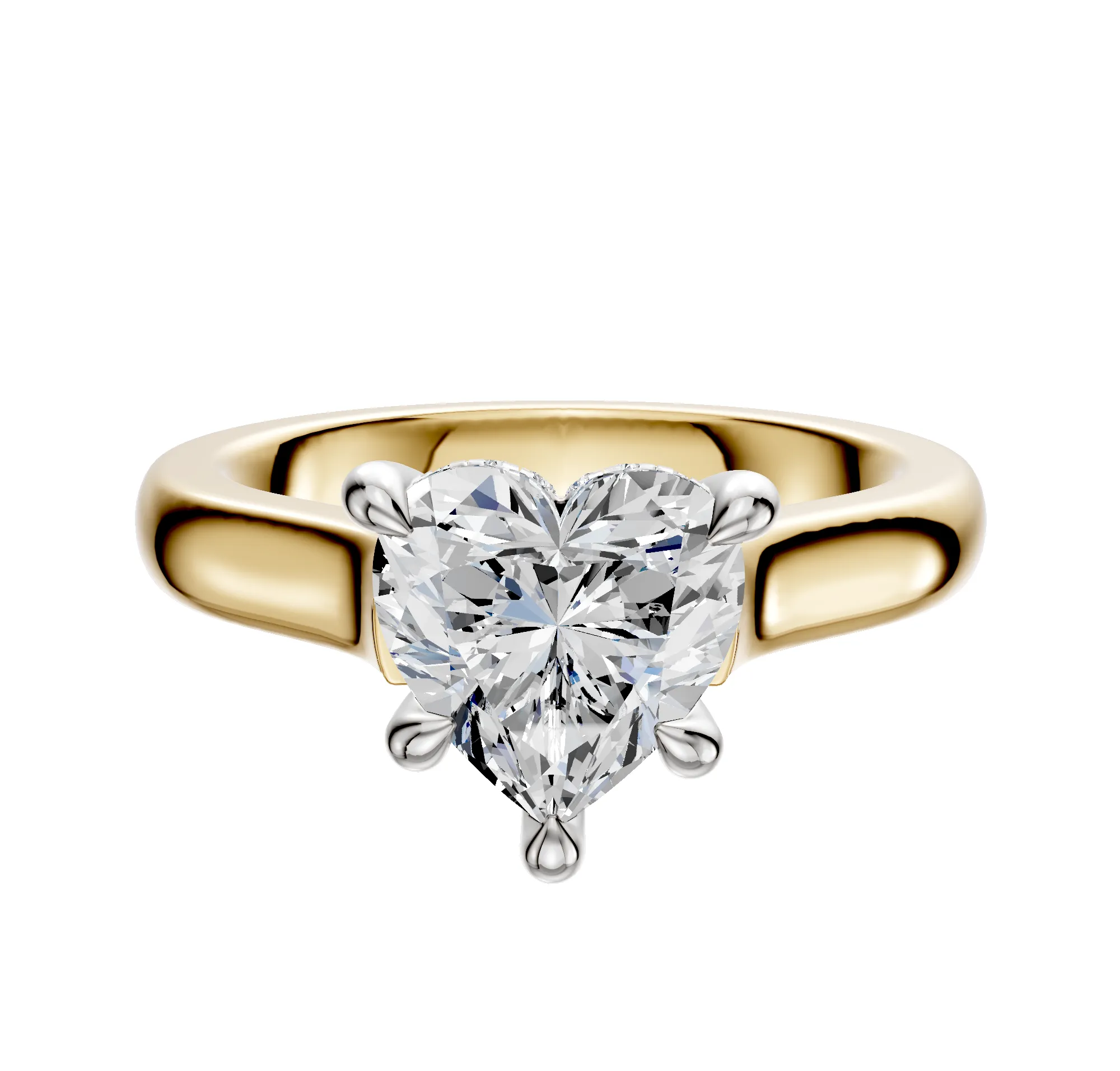 18K Two Tone 4 Prong Hidden Halo Cathedral Dome 3.0mm Engagement Ring sold by Promise By Effy