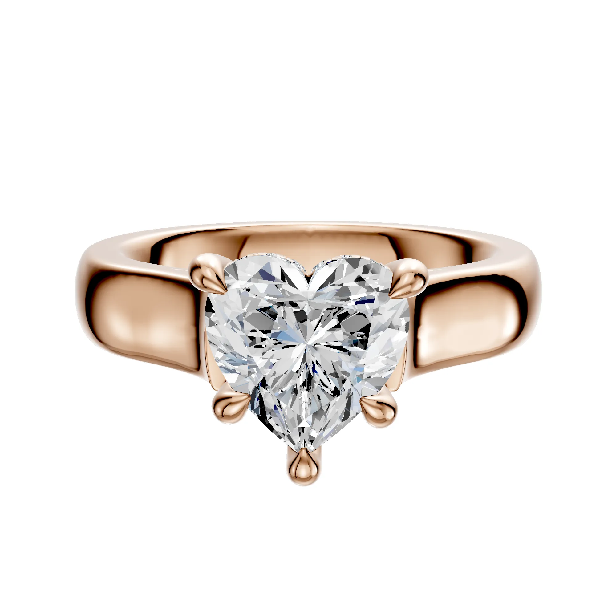 14K Rose Gold 4 Prong Hidden Halo Cathedral Dome 4.0mm Engagement Ring sold by Promise By Effy