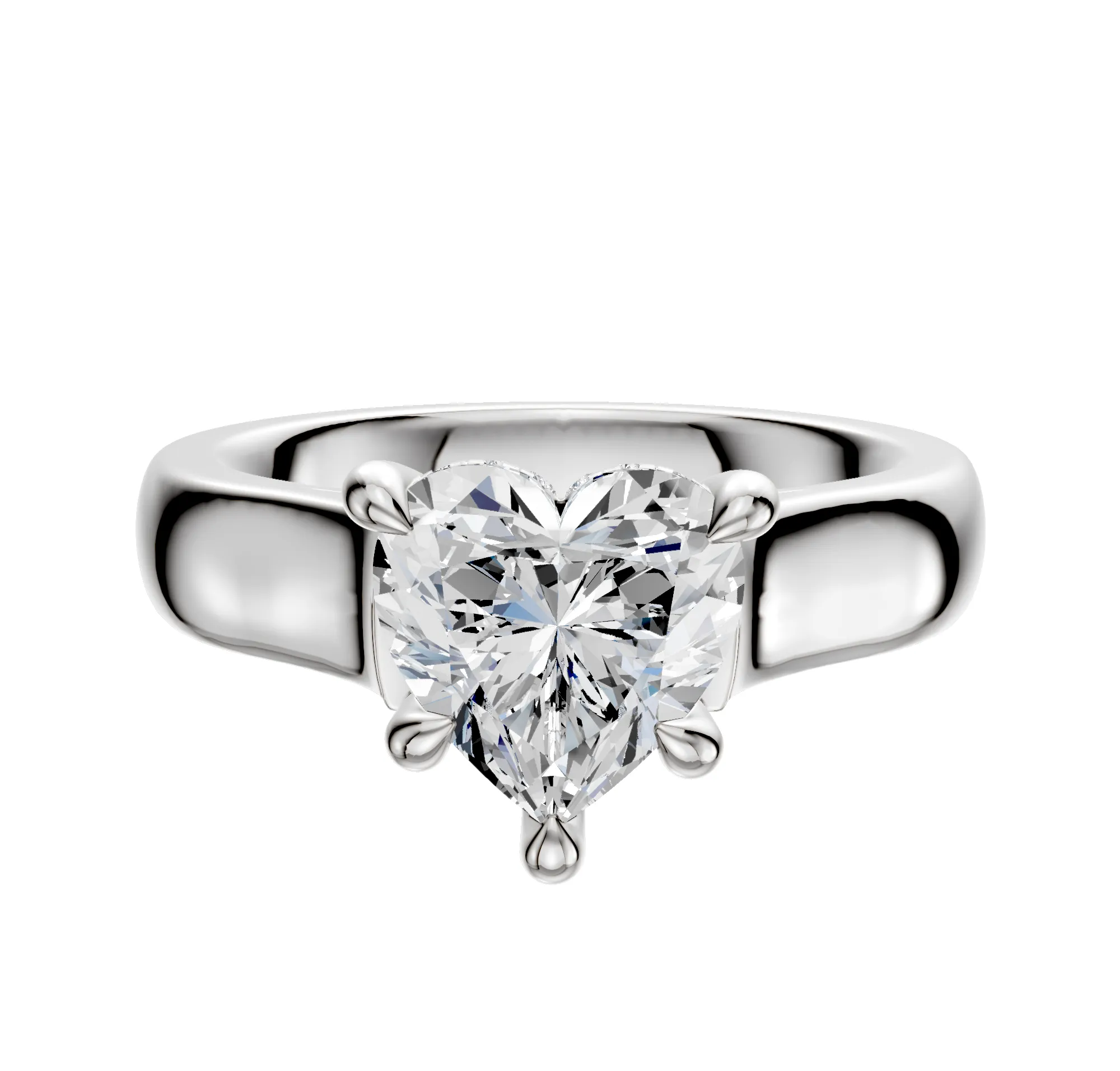 18K White Gold 4 Prong Hidden Halo Cathedral Dome 4.0mm Engagement Ring sold by Promise By Effy