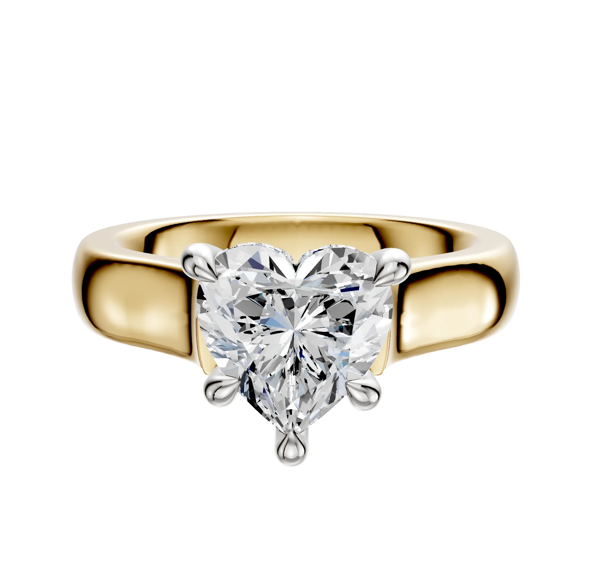 18K Two Tone 4 Prong Hidden Halo Cathedral Dome 4.0mm Engagement Ring sold by Promise By Effy