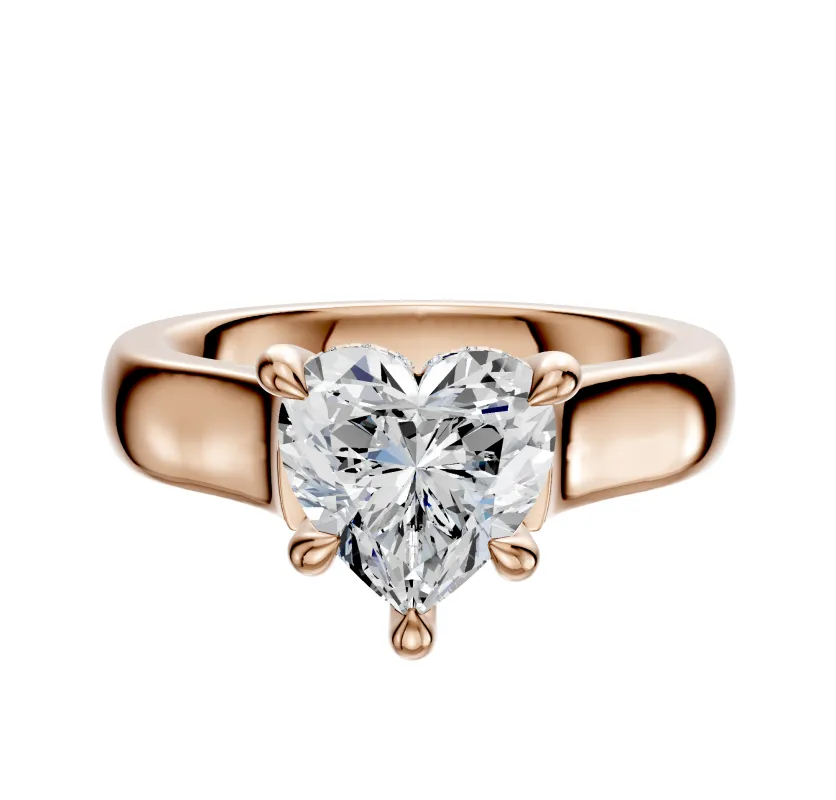 18K Rose Gold 4 Prong Hidden Halo Cathedral Dome 4.0mm Engagement Ring sold by Promise By Effy