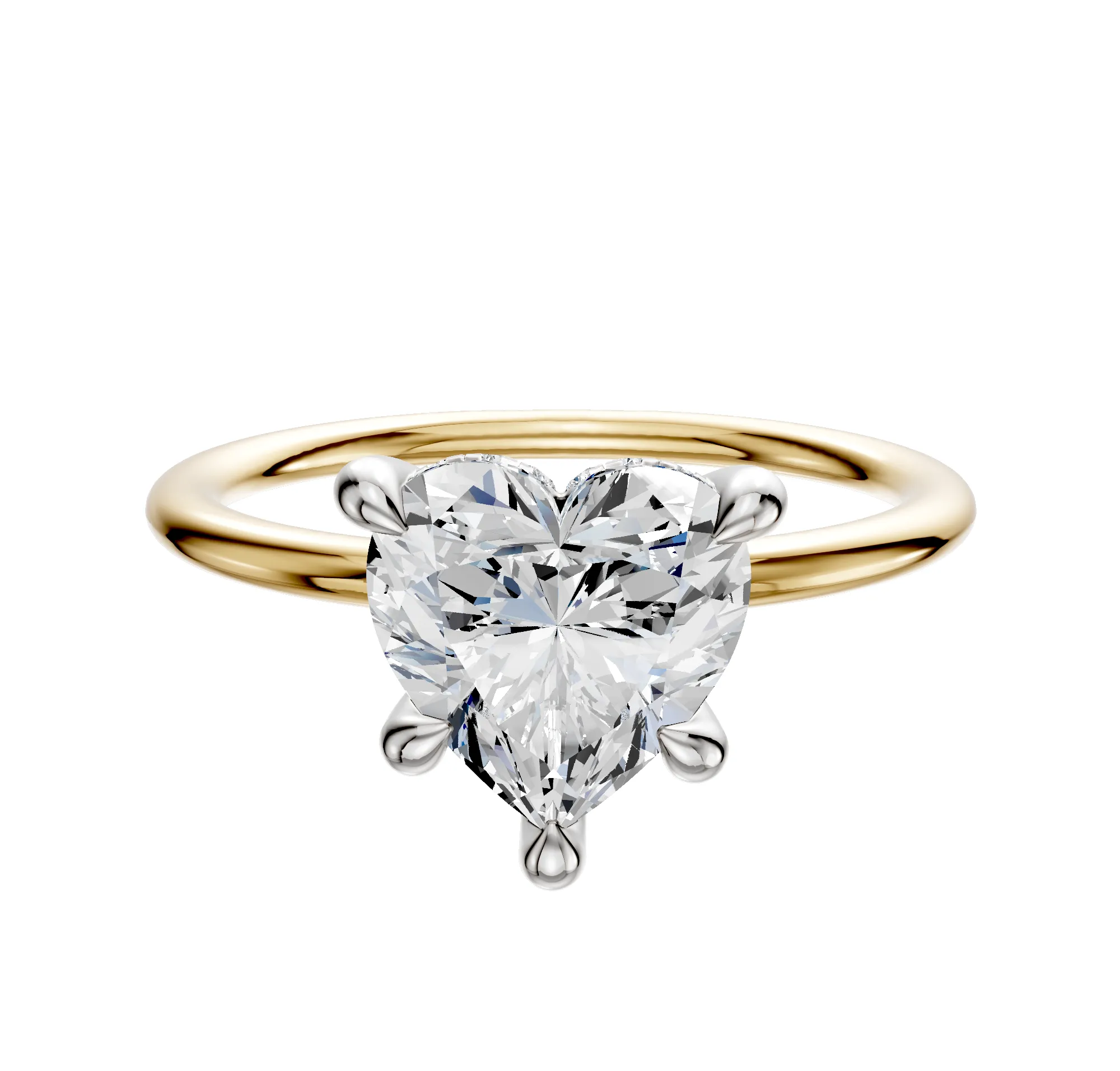 14K Two Tone 4 Prong Hidden Halo Classic Dome 1.5mm Engagement Ring sold by Promise By Effy