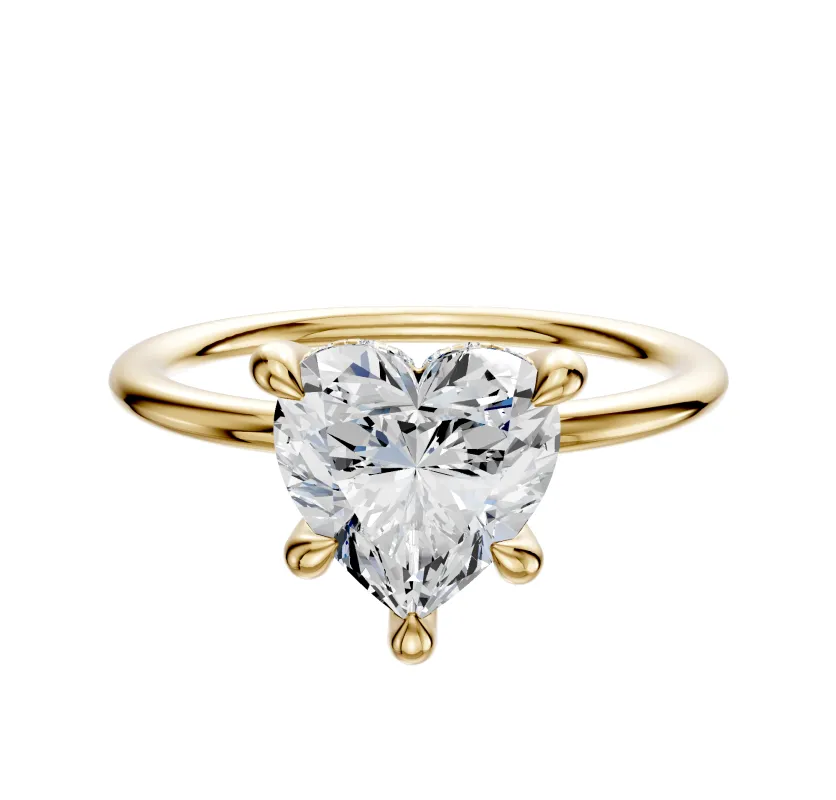 14K Yellow Gold 4 Prong Hidden Halo Classic Dome 1.5mm Engagement Ring sold by Promise By Effy