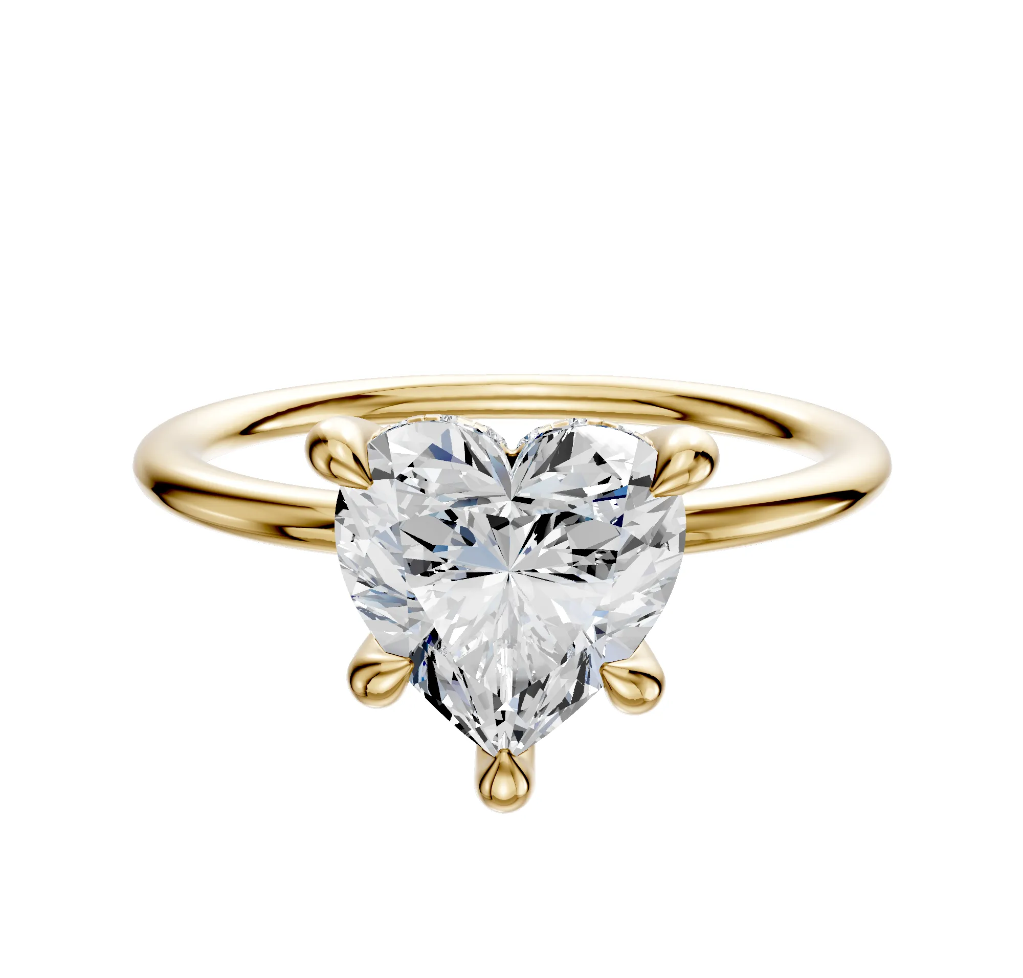 18K Yellow Gold 4 Prong Hidden Halo Classic Dome 1.5mm Engagement Ring sold by Promise By Effy