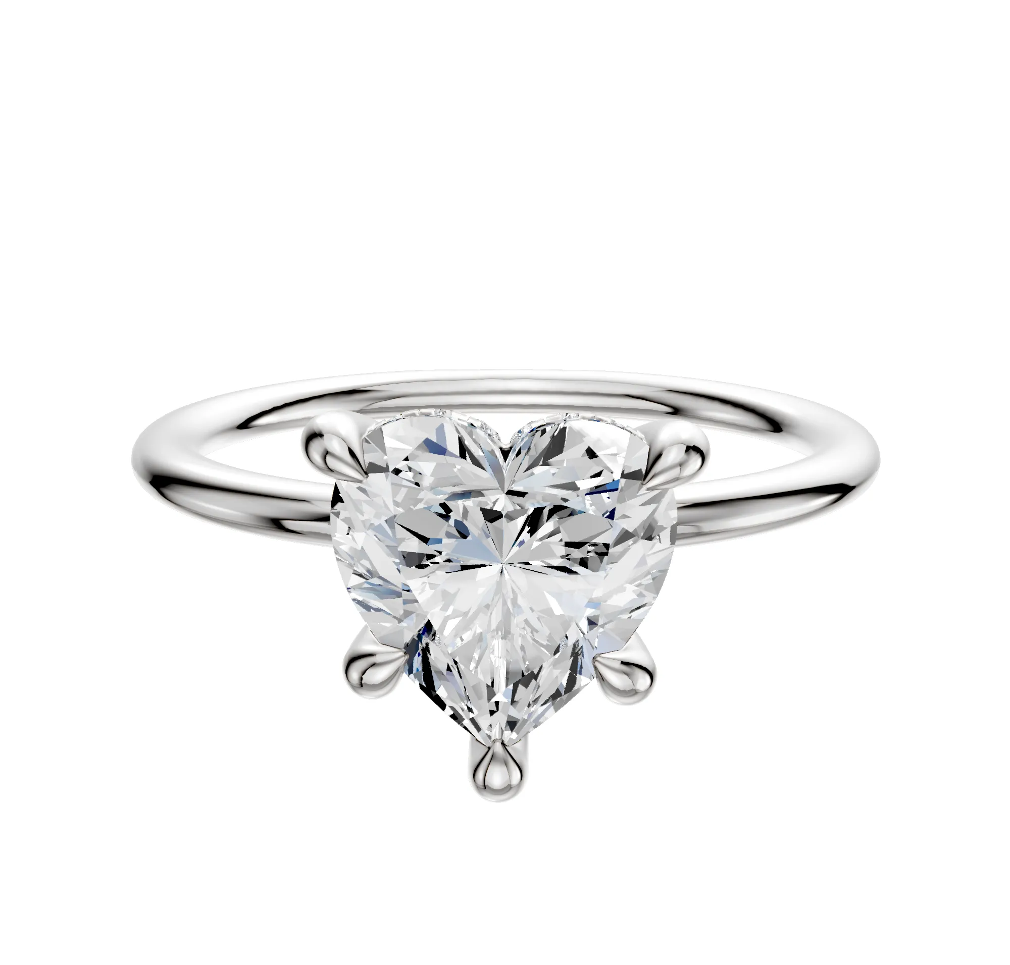 18K White Gold 4 Prong Hidden Halo Classic Dome 1.5mm Engagement Ring sold by Promise By Effy