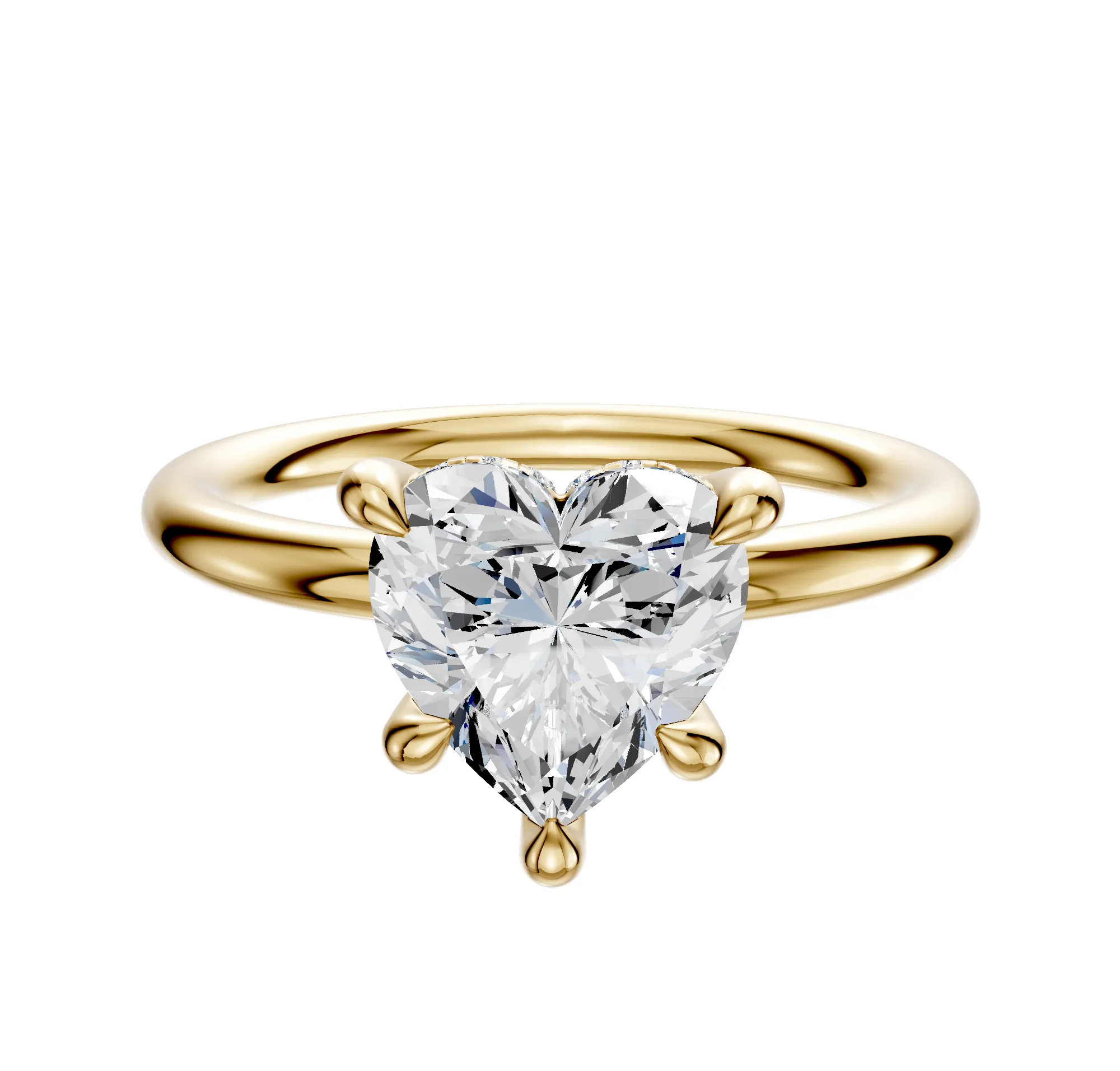 14K Yellow Gold 4 Prong Hidden Halo Classic Dome 2.0mm Engagement Ring sold by Promise By Effy