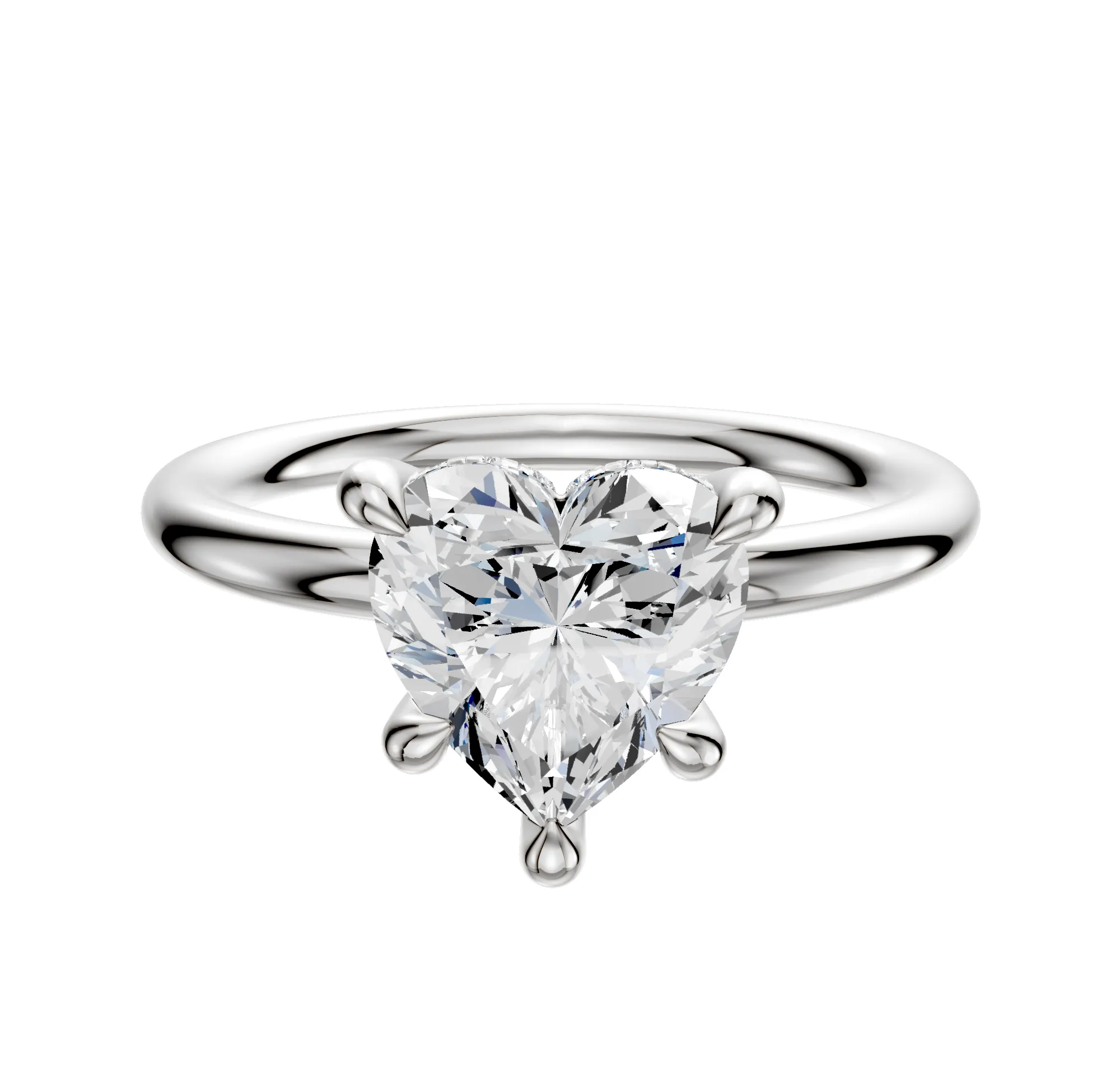 18K White Gold 4 Prong Hidden Halo Classic Dome 2.0mm Engagement Ring sold by Promise By Effy