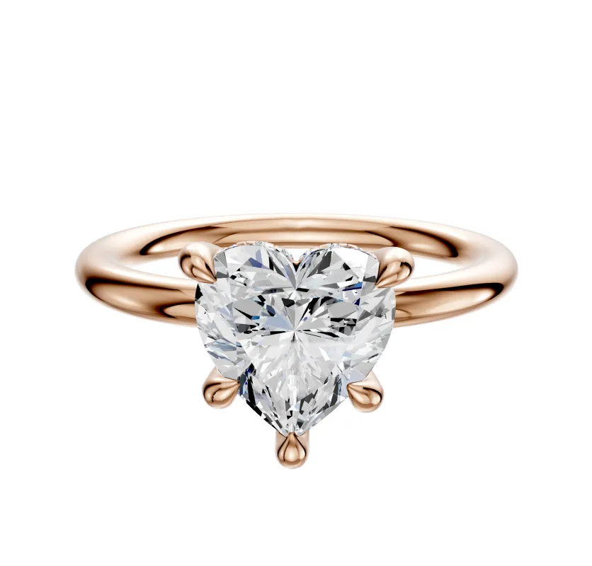 14K Rose Gold 4 Prong Hidden Halo Classic Dome 2.0mm Engagement Ring sold by Promise By Effy