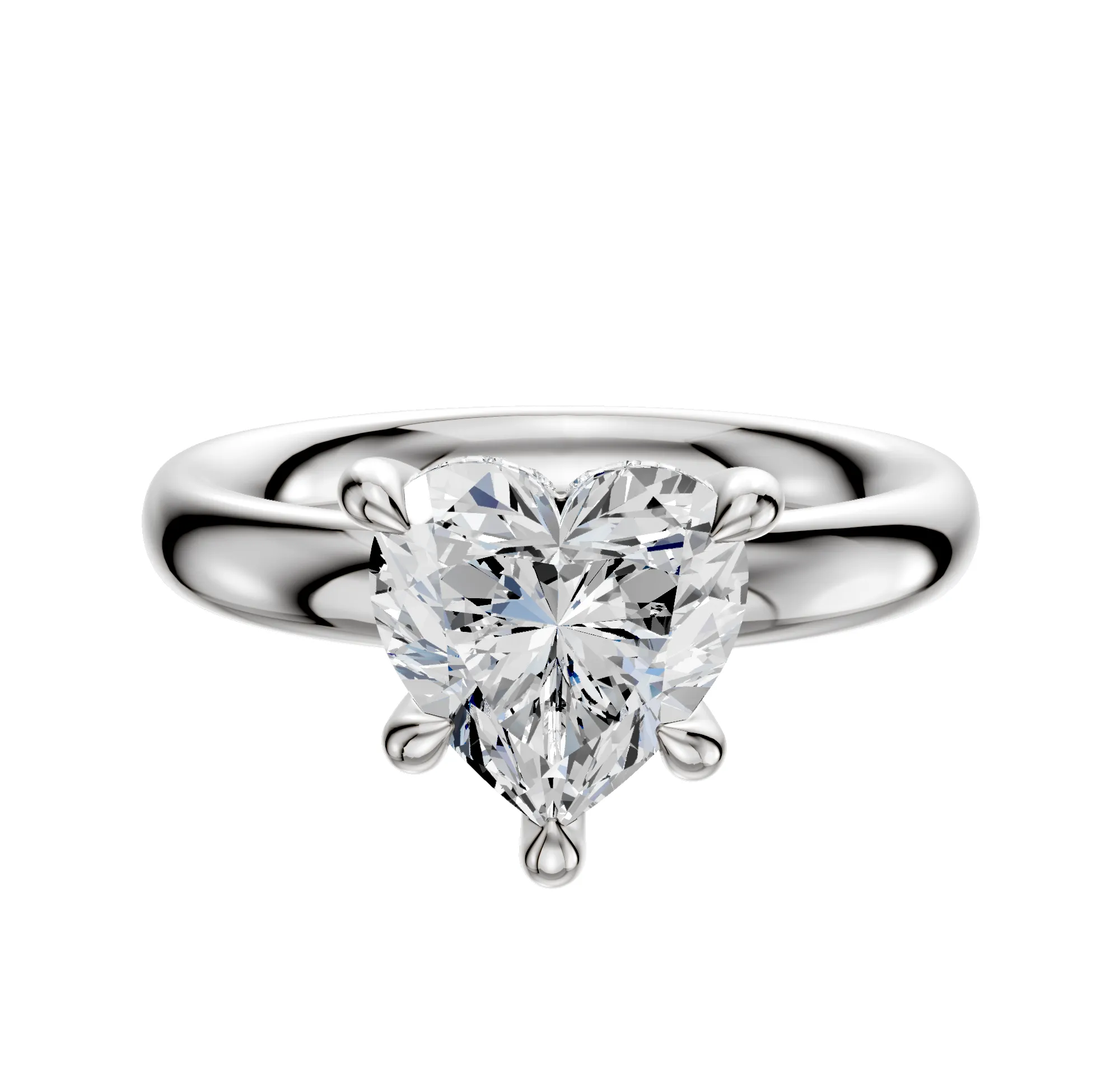 14K White Gold 4 Prong Hidden Halo Classic Dome 3.0mm Engagement Ring sold by Promise By Effy