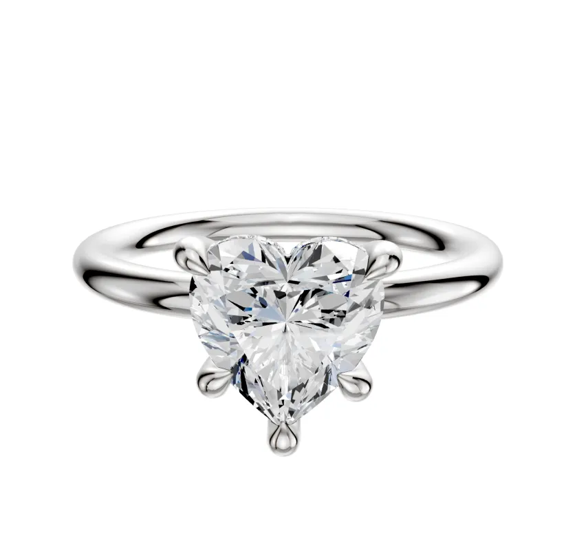 Platinum 4 Prong Hidden Halo Classic Dome 2.0mm Engagement Ring sold by Promise By Effy