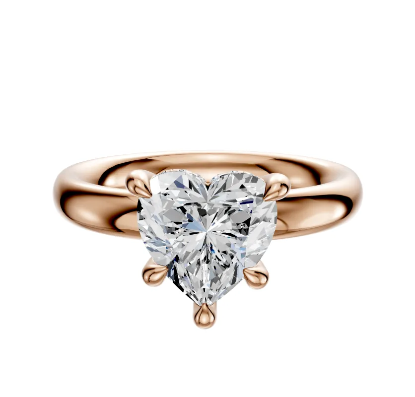 18K Rose Gold 4 Prong Hidden Halo Classic Dome 3.0mm Engagement Ring sold by Promise By Effy
