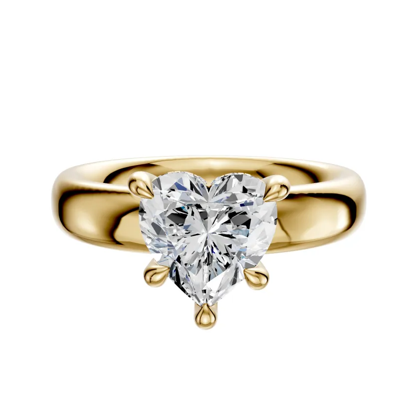 14K Yellow Gold 4 Prong Hidden Halo Classic Dome 4.0mm Engagement Ring sold by Promise By Effy