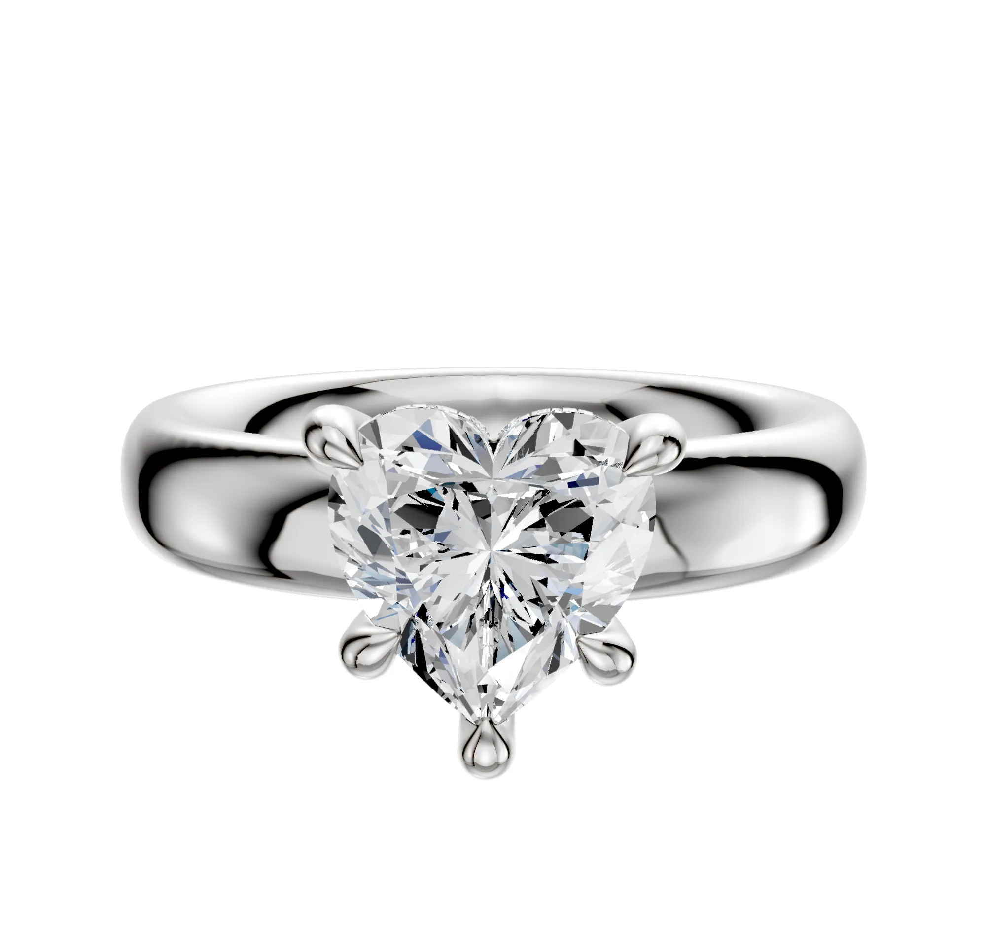 18K White Gold 4 Prong Hidden Halo Classic Dome 4.0mm Engagement Ring sold by Promise By Effy