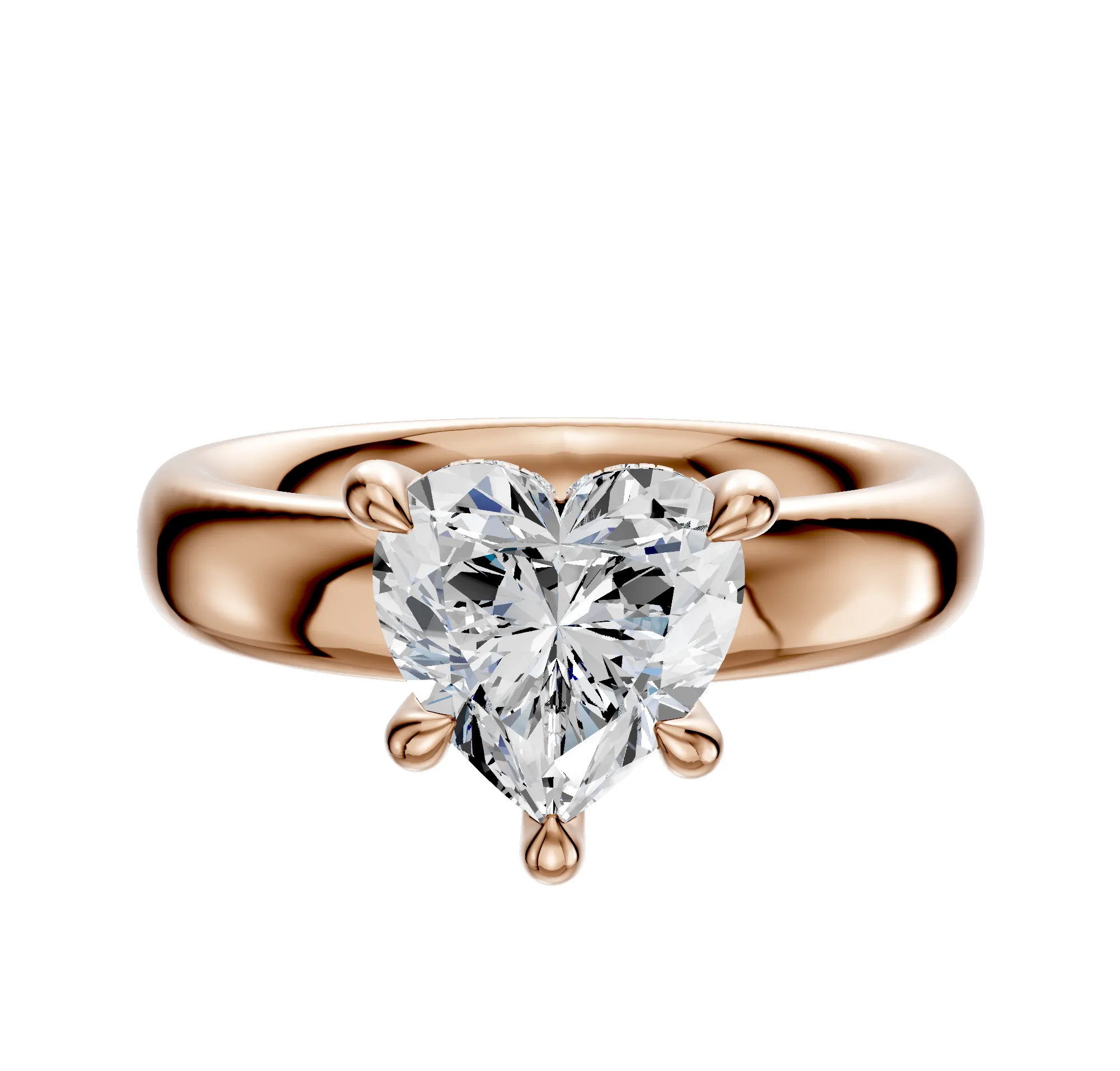 18K Rose Gold 4 Prong Hidden Halo Classic Dome 4.0mm Engagement Ring sold by Promise By Effy