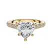 18K Yellow Gold 4 Prong Hidden Halo Cathedral Dome 3-Row-Pave 2.0mm Engagement Ring sold by Promise By Effy