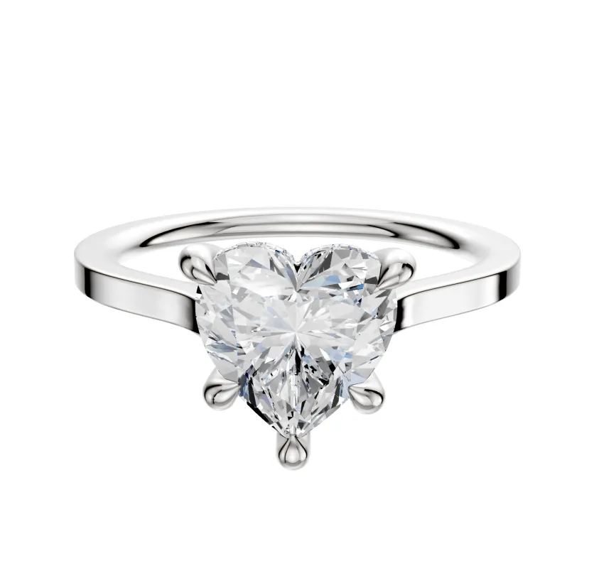 14K White Gold 4 Prong Hidden Halo Cathedral Flat 1.5mm Engagement Ring sold by Promise By Effy