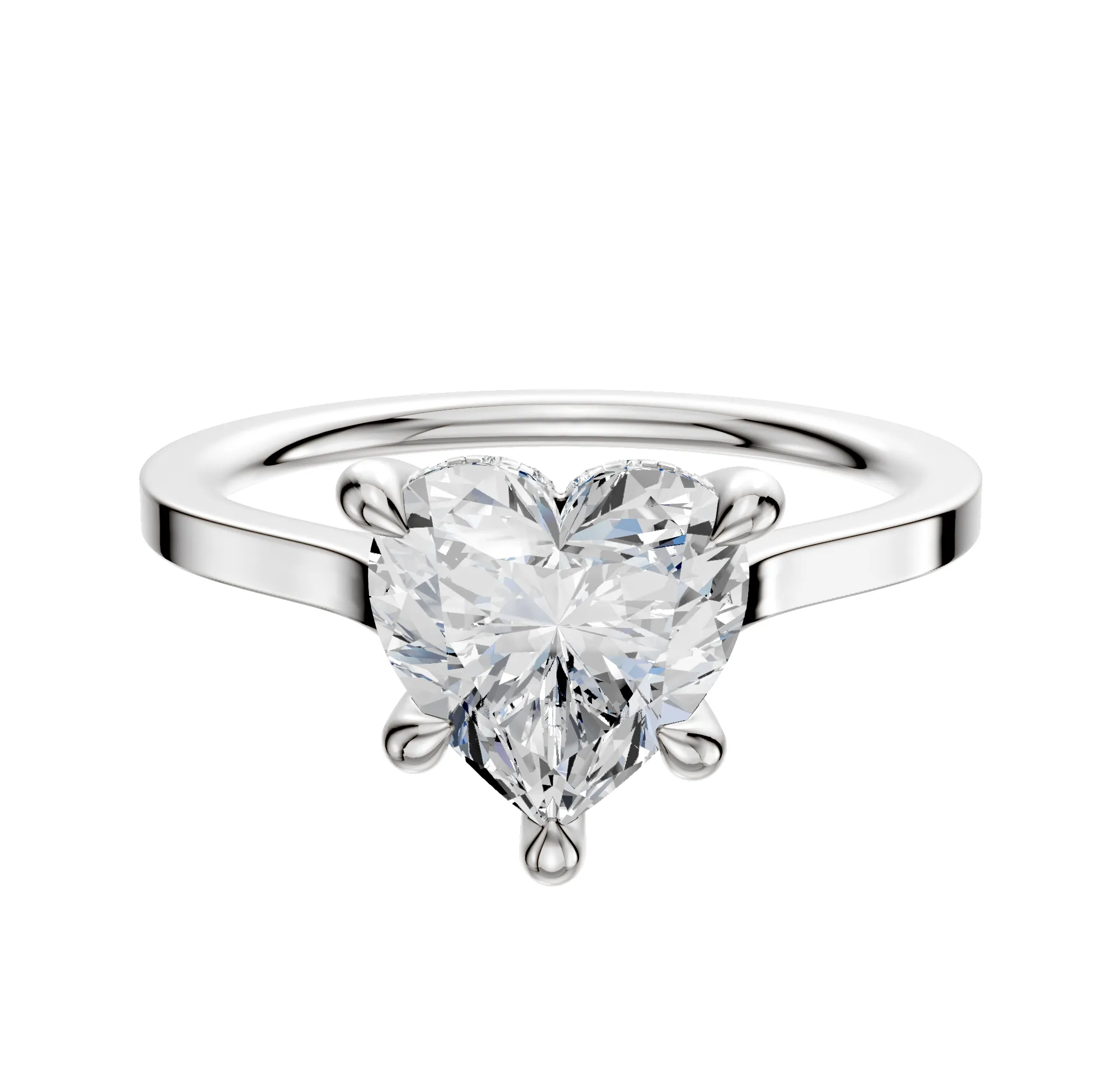 18K White Gold 4 Prong Hidden Halo Cathedral Flat 1.5mm Engagement Ring sold by Promise By Effy