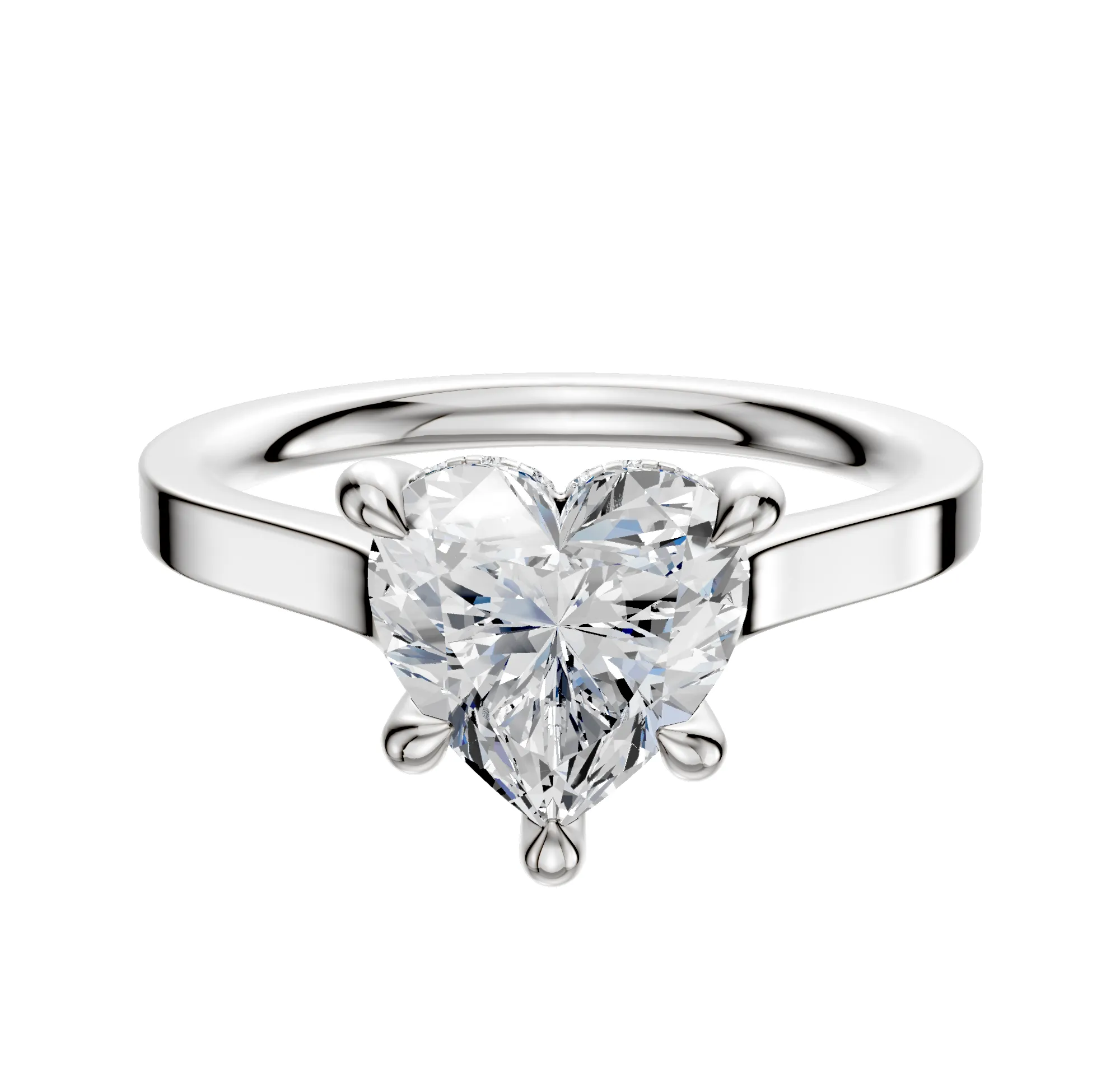 18K White Gold 4 Prong Hidden Halo Cathedral Flat 2.0mm Engagement Ring sold by Promise By Effy