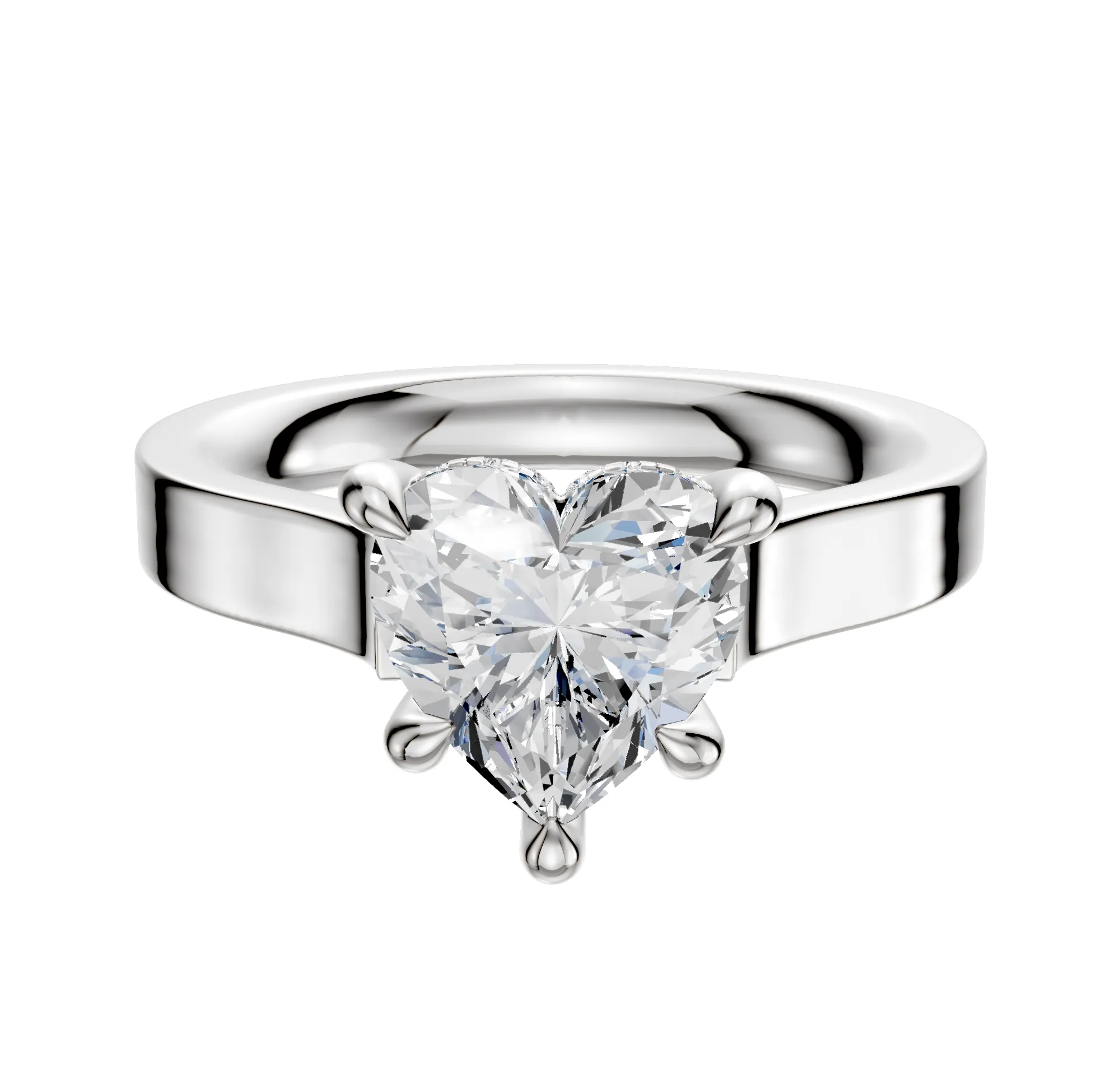 18K White Gold 4 Prong Hidden Halo Cathedral Flat 3.0mm Engagement Ring sold by Promise By Effy