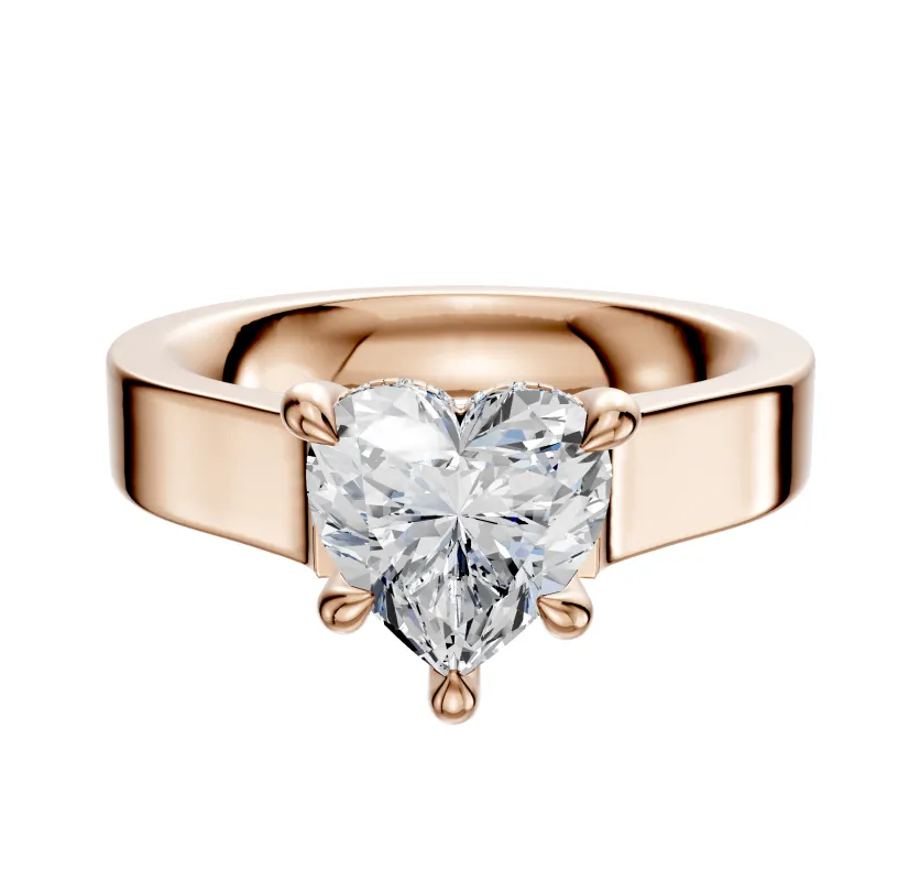 14K Rose Gold 4 Prong Hidden Halo Cathedral Flat 4.0mm Engagement Ring sold by Promise By Effy