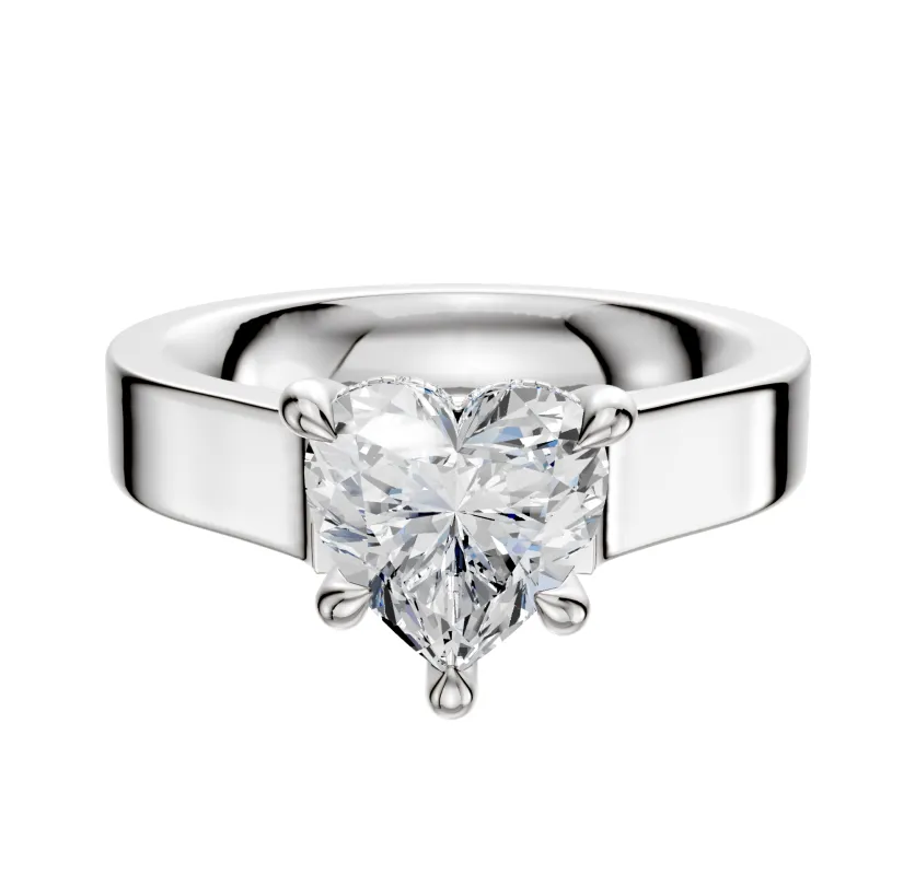 Platinum 4 Prong Hidden Halo Cathedral Flat 4.0mm Engagement Ring made by Promise By Effy