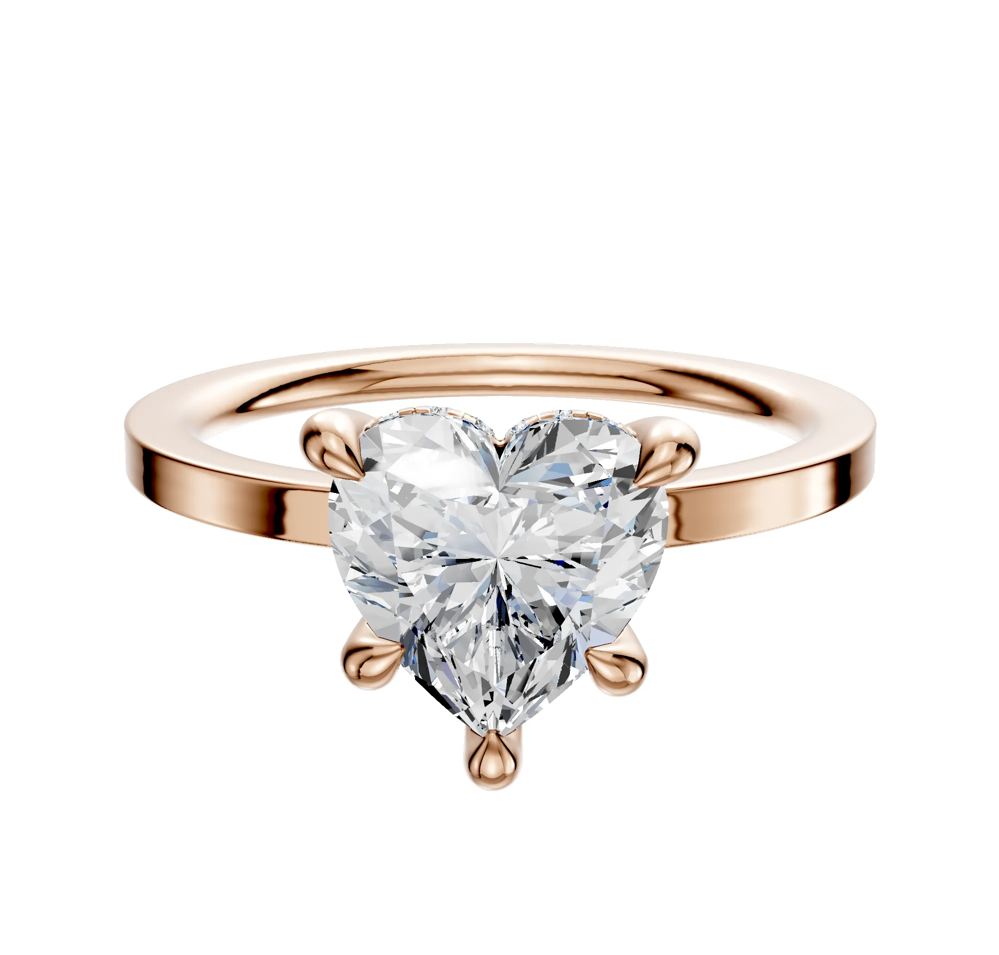 14K Rose Gold 4 Prong Hidden Halo Classic Flat 1.5mm Engagement Ring sold by Promise By Effy