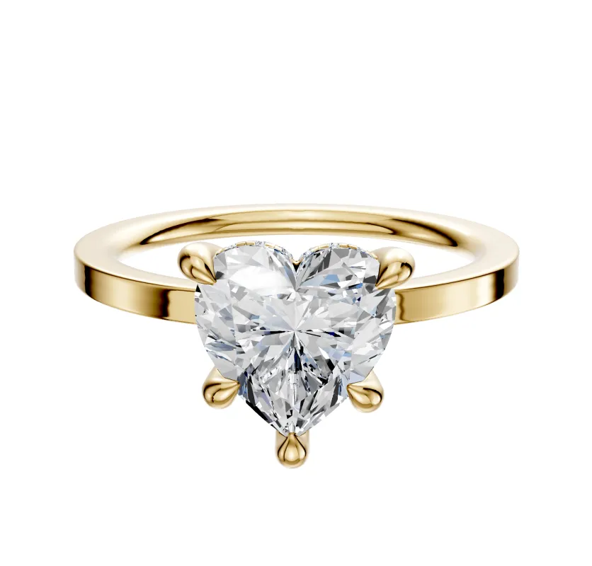 18K Yellow Gold 4 Prong Hidden Halo Classic Flat 1.5mm Engagement Ring sold by Promise By Effy