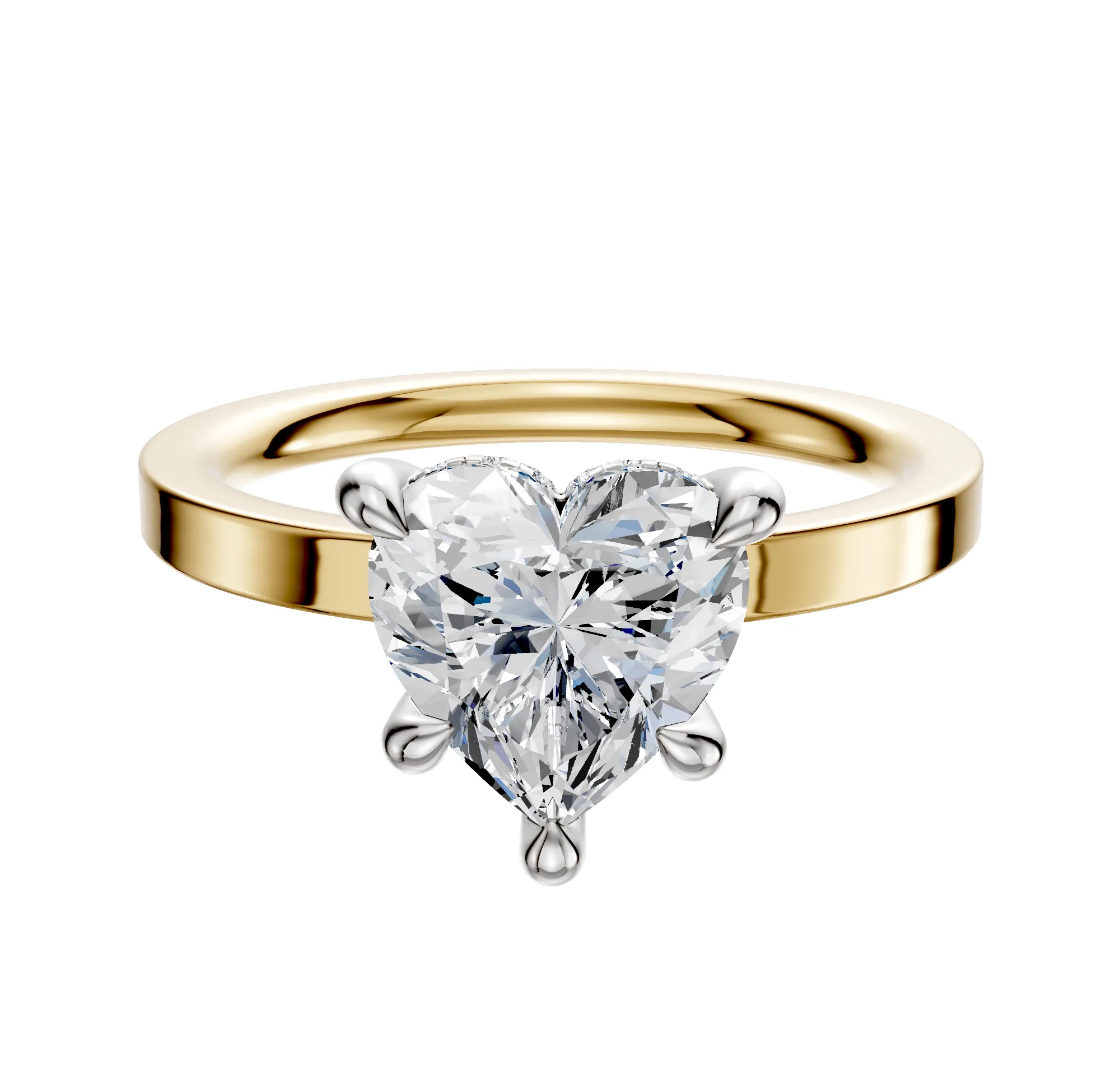 14K Two Tone 4 Prong Hidden Halo Classic Flat 2.0mm Engagement Ring sold by Promise By Effy
