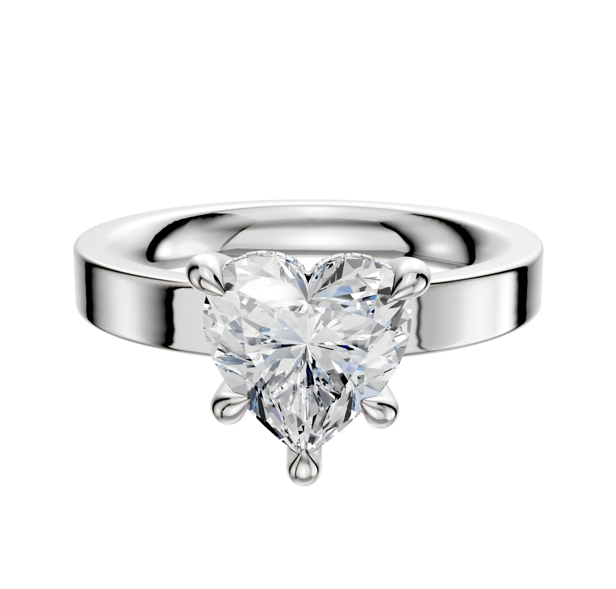 18K White Gold 4 Prong Hidden Halo Classic Flat 3.0mm Engagement Ring sold by Promise By Effy